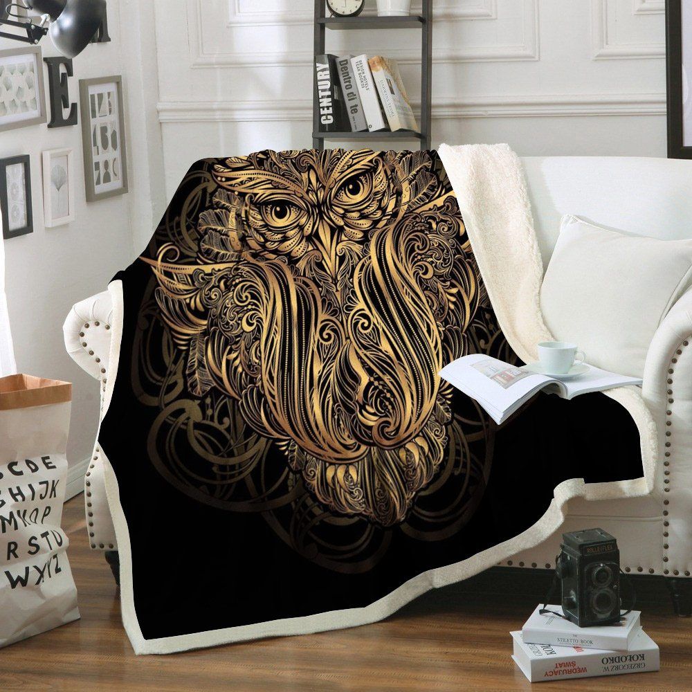 Owl Mandala Sherpa Fleece Blanket