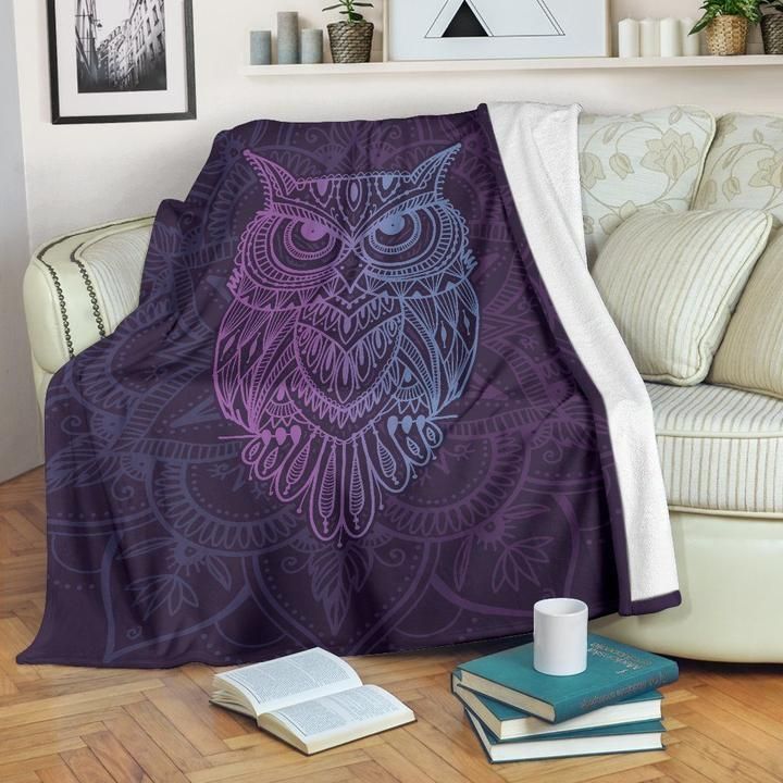 Owl Mandala Sherpa Fleece Blanket