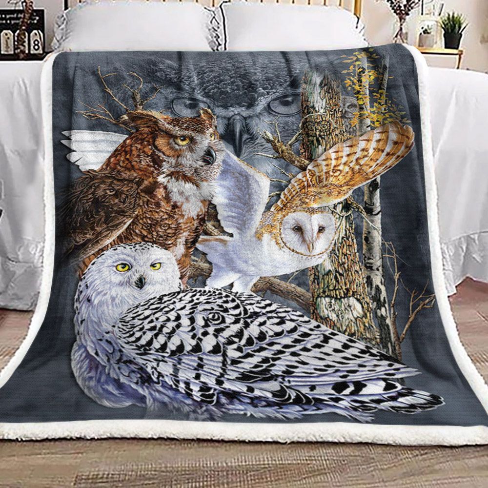 Owl Sherpa Fleece Blanket