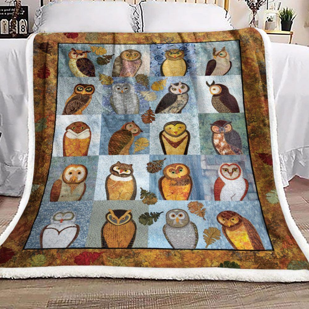 Owl Sherpa Fleece Blanket