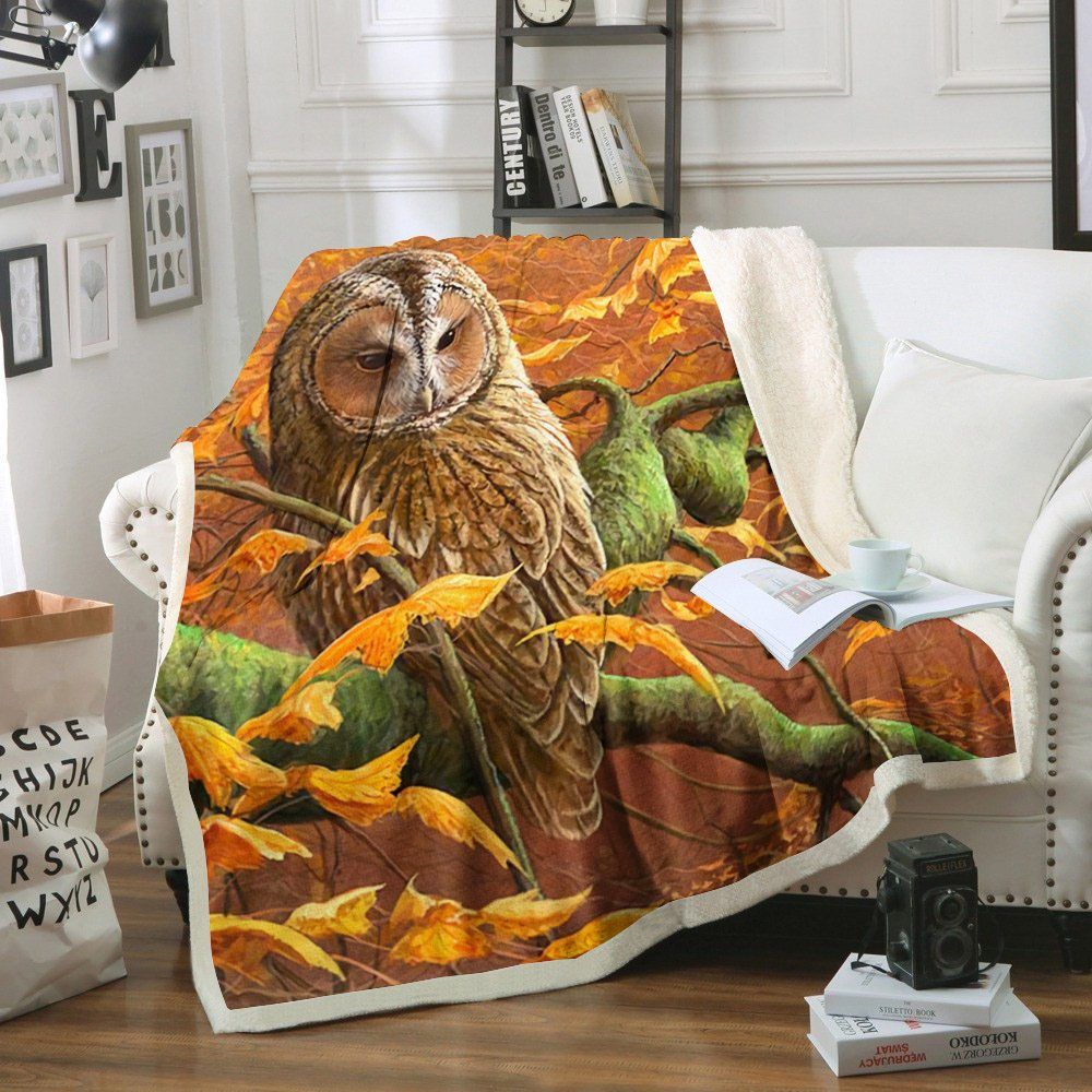 Owl Sherpa Fleece Blanket