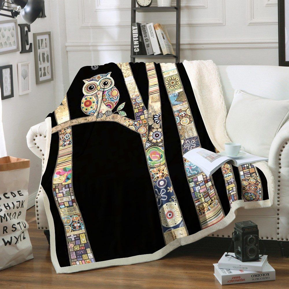 Owl Sherpa Fleece Blanket