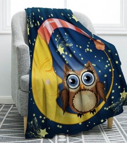 Owl Moon Sherpa Fleece Blanket