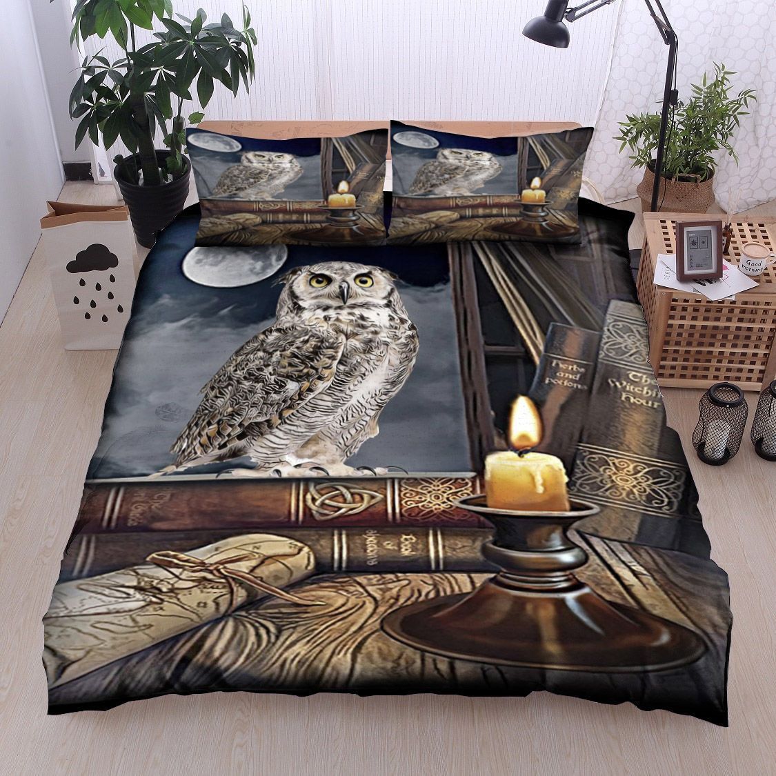 Owl Moonlight Books Candle Bedding Set
