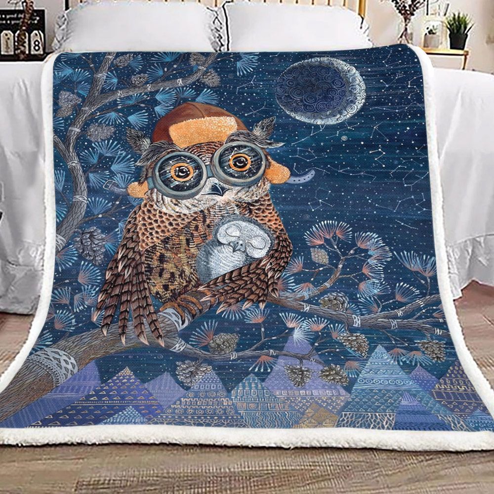 Owl Mother Sherpa Fleece Blanket