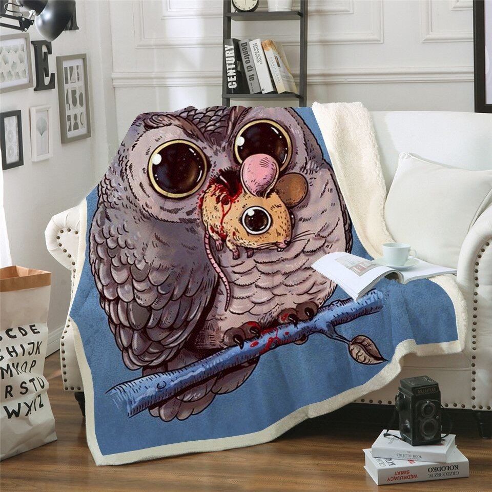 Owl Mouse Sherpa Fleece Blanket