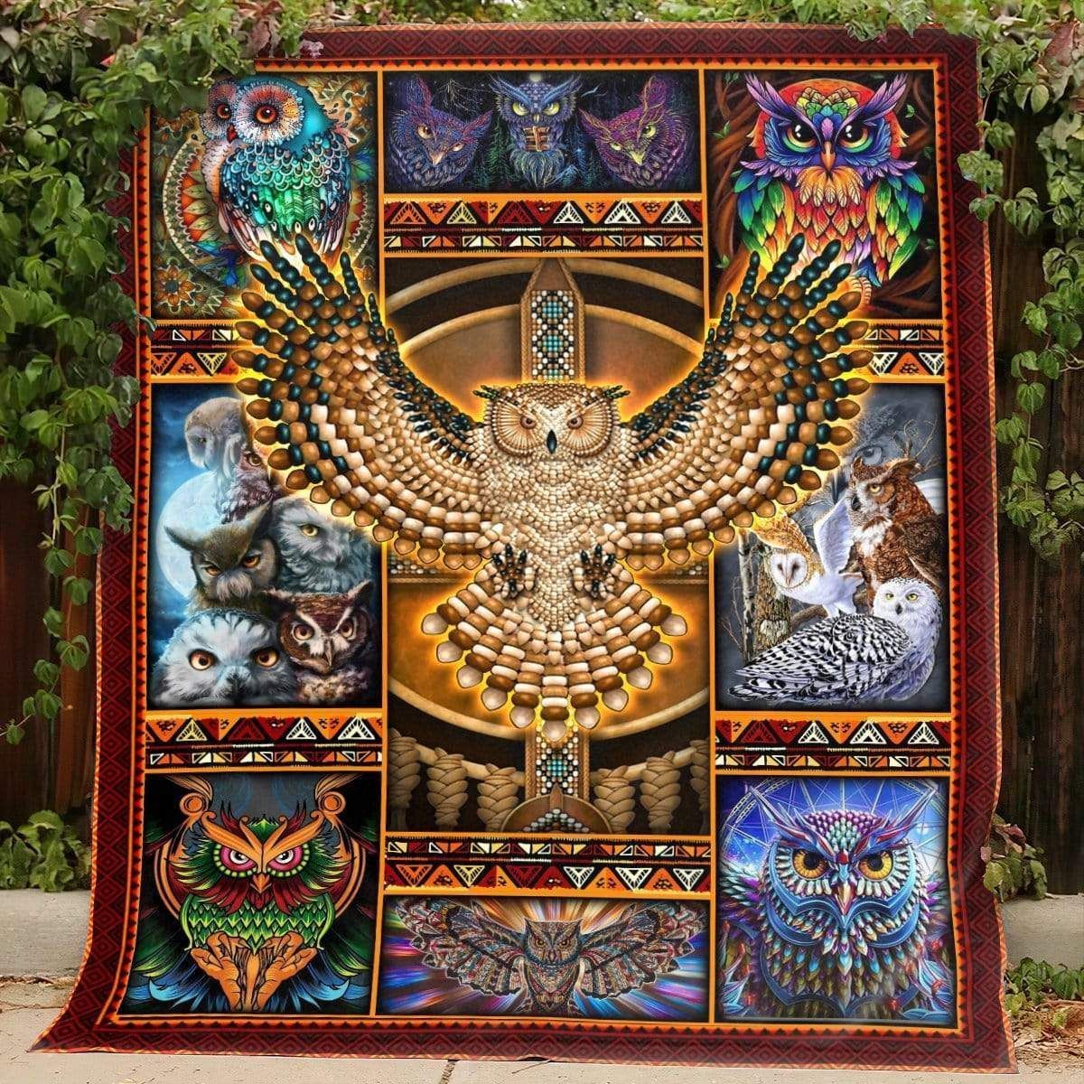 Owl Native American Vintage Soft Fleece Blanket Gift