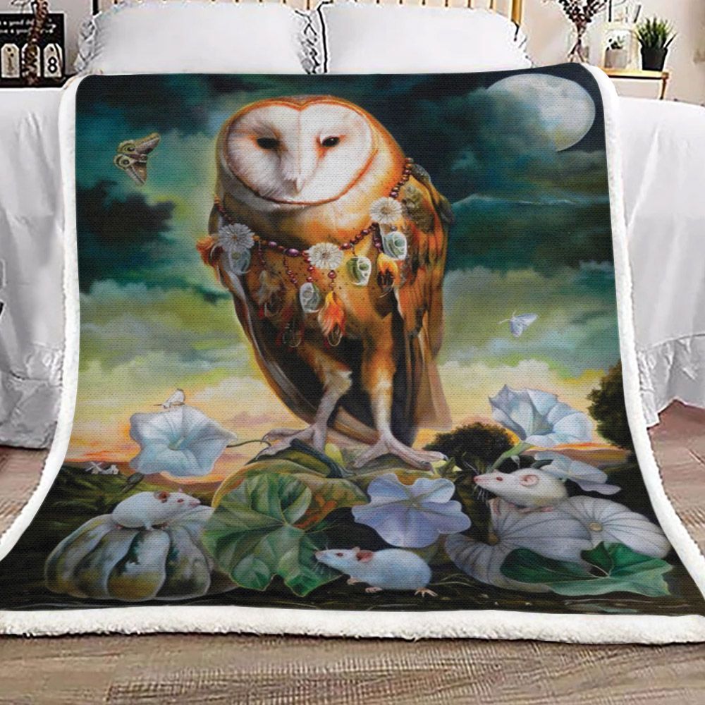 Owl Night Sherpa Fleece Blanket
