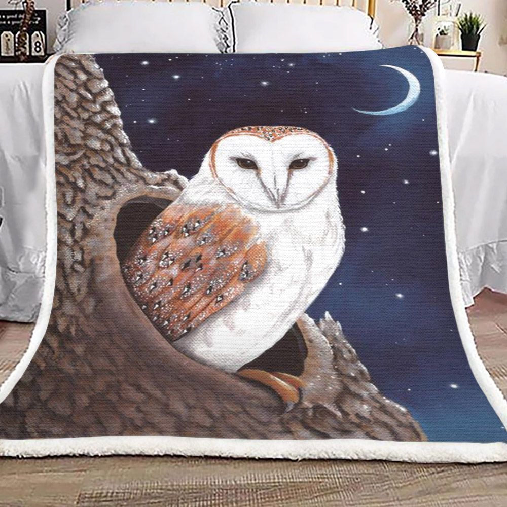 Owl Night Moon Sherpa Fleece Blanket
