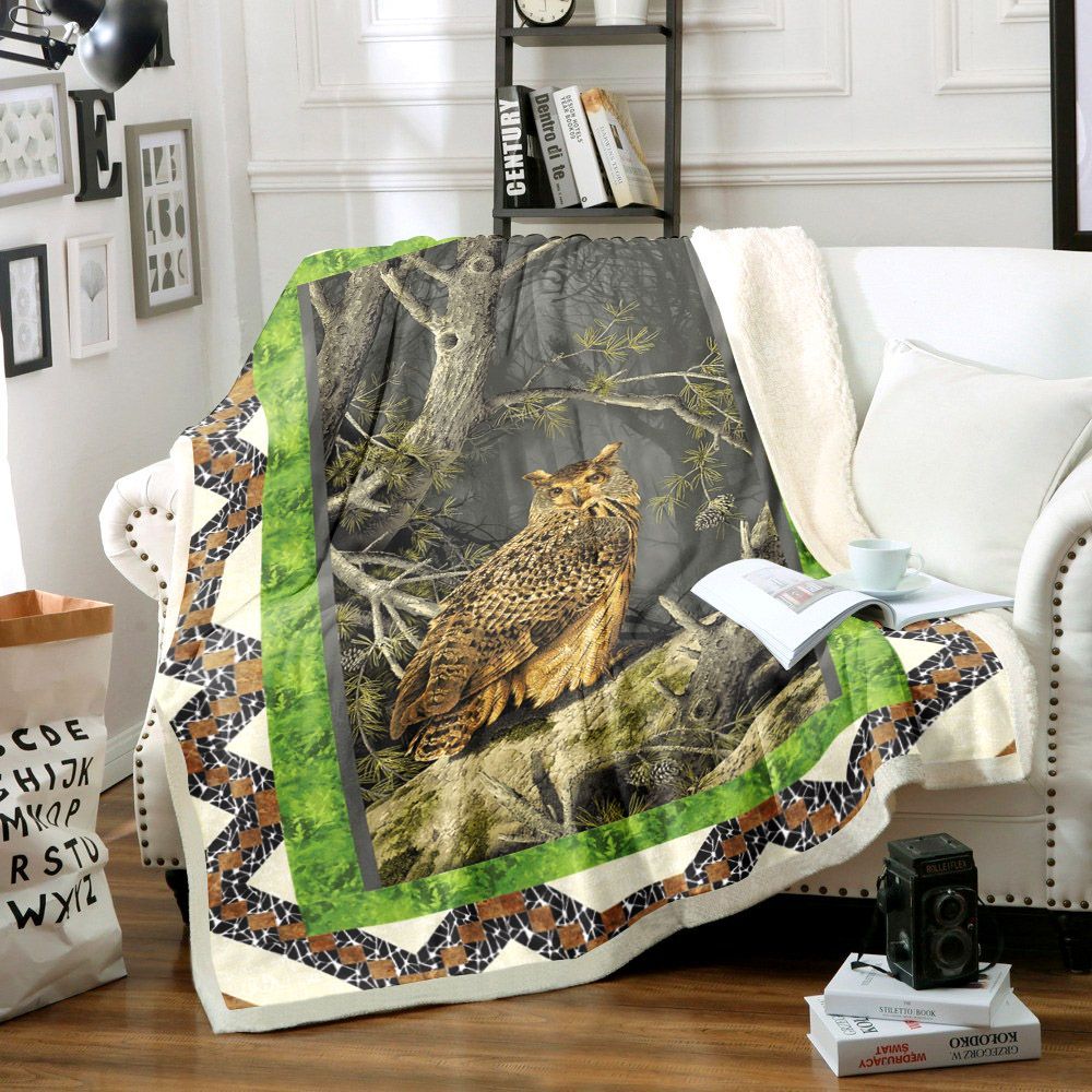 Owl Sherpa Fleece Blanket