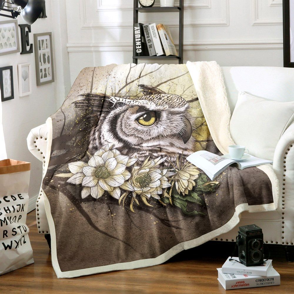 Owl Sherpa Fleece Blanket