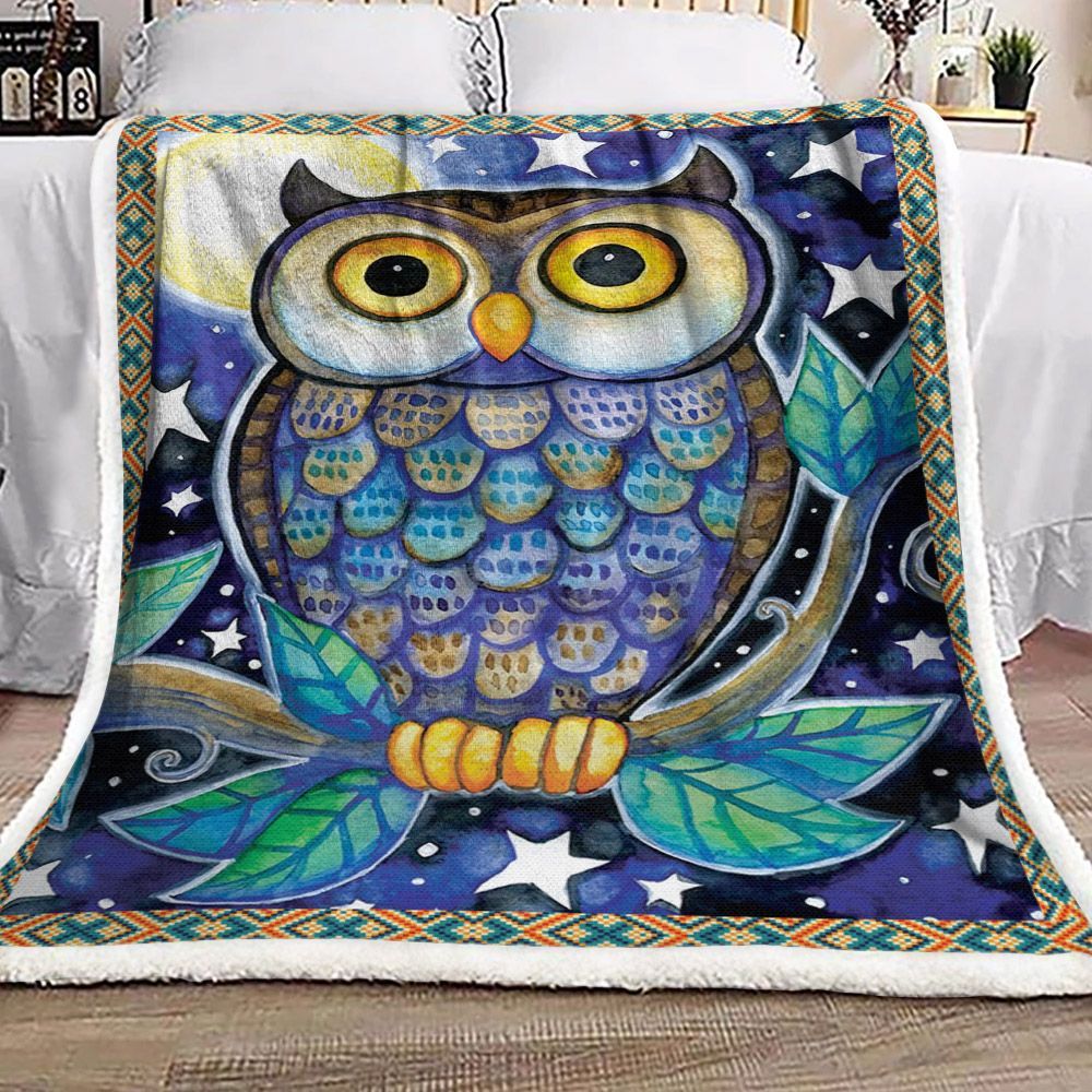 Owl Sherpa Fleece Blanket