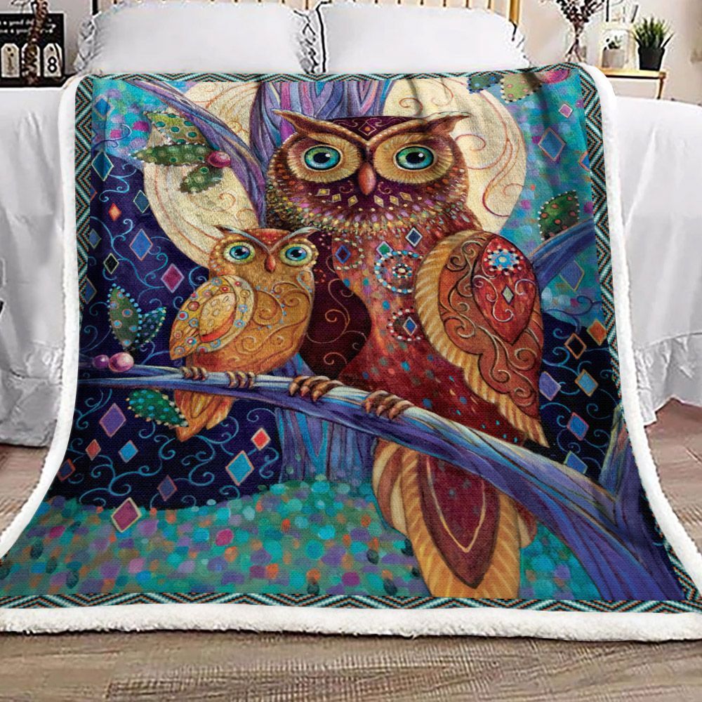 Owl Sherpa Fleece Blanket