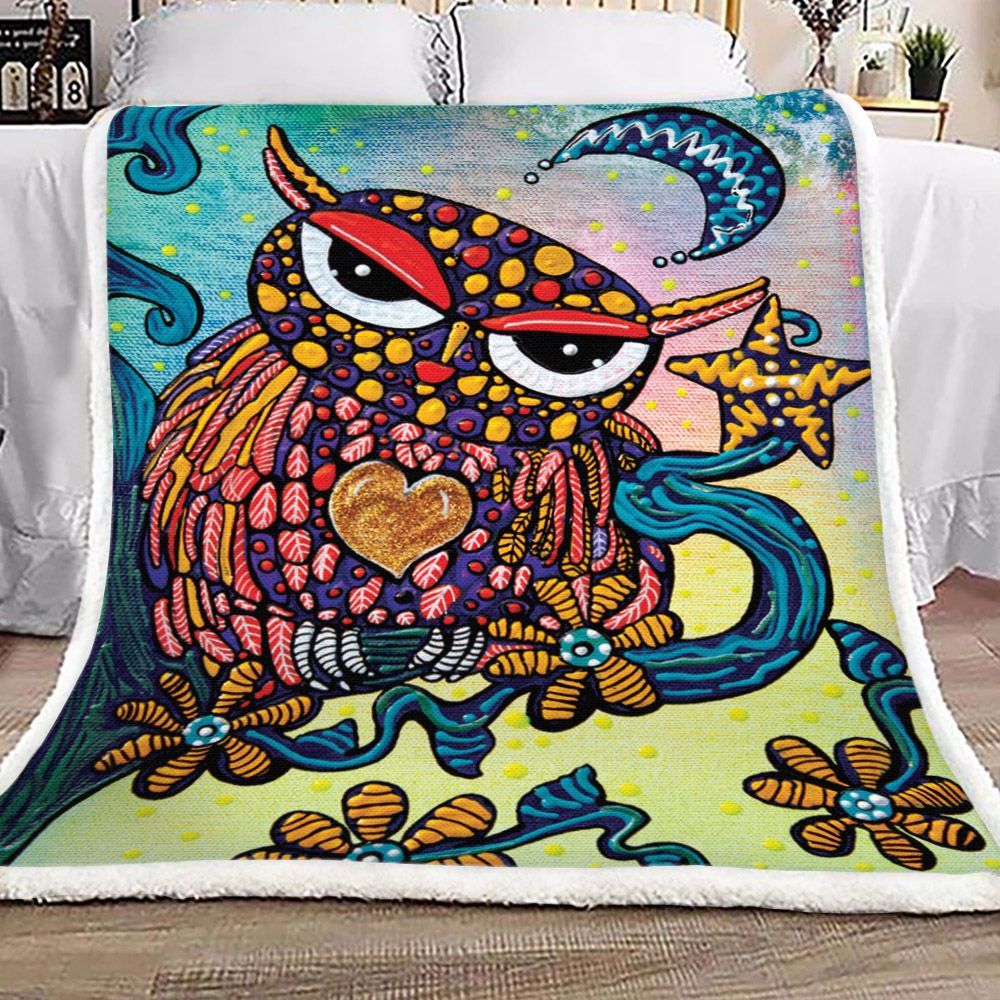 Owl Sherpa Fleece Blanket