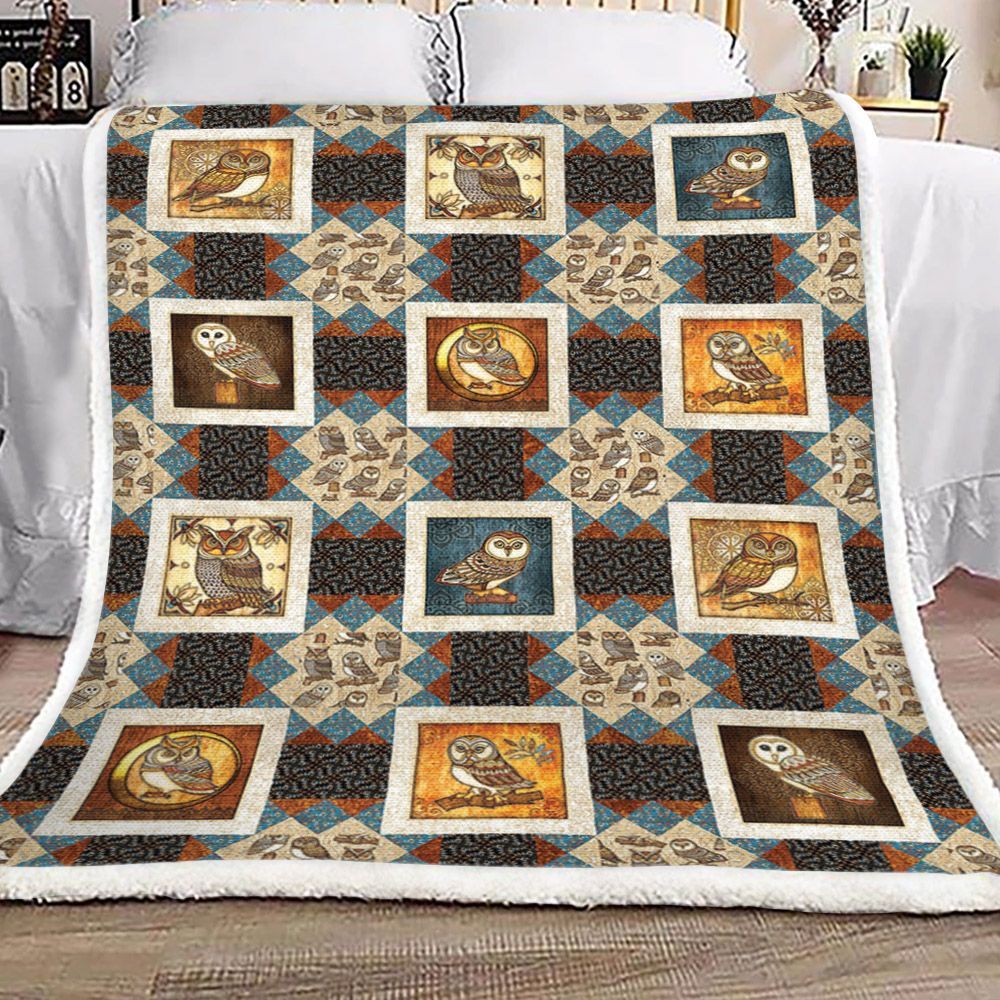 Owl Sherpa Fleece Blanket