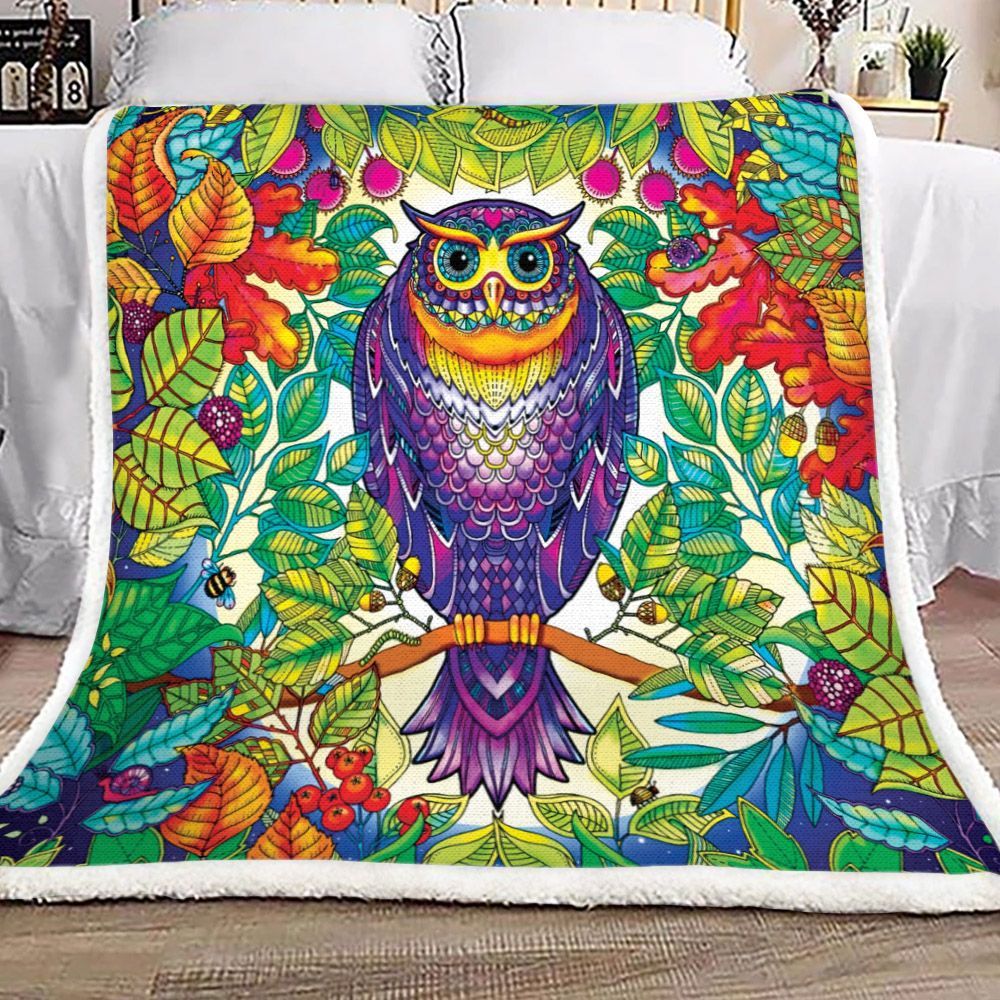 Owl Sherpa Fleece Blanket