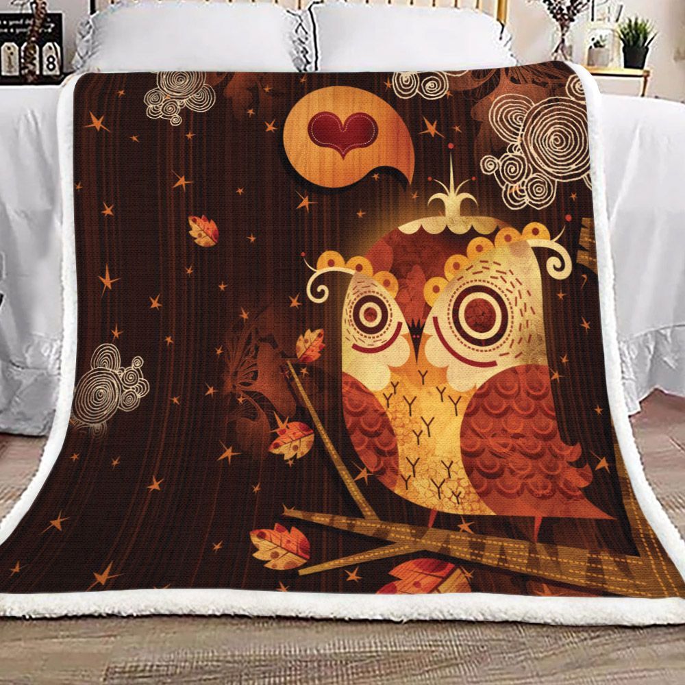Owl Sherpa Fleece Blanket