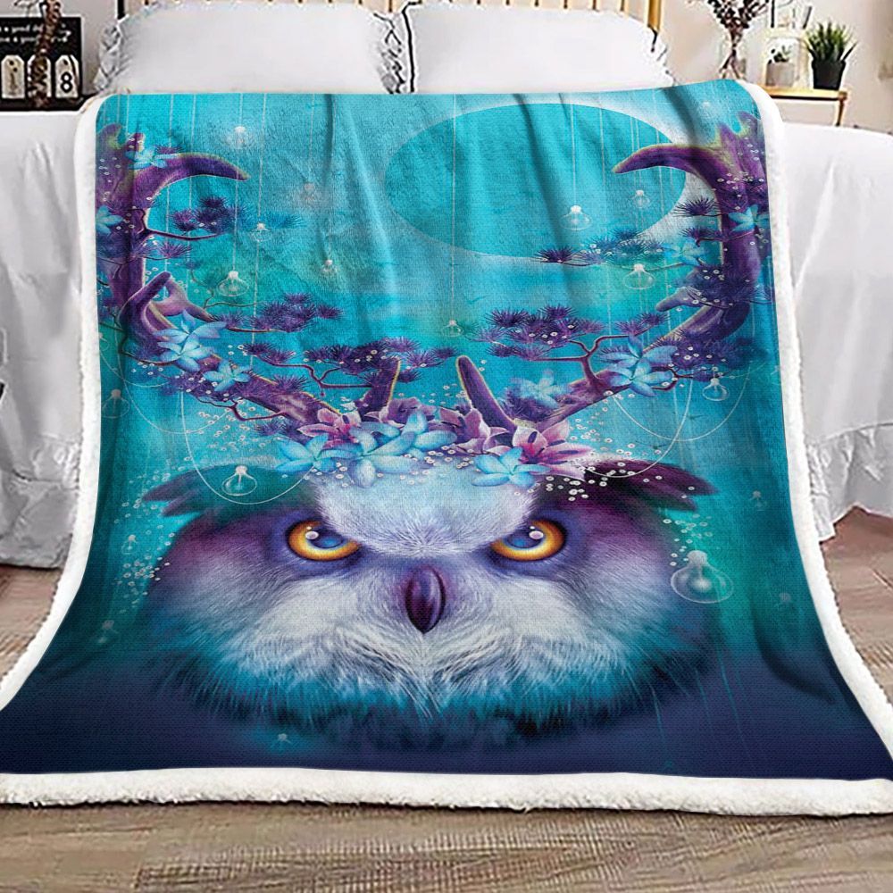 Owl Sherpa Fleece Blanket