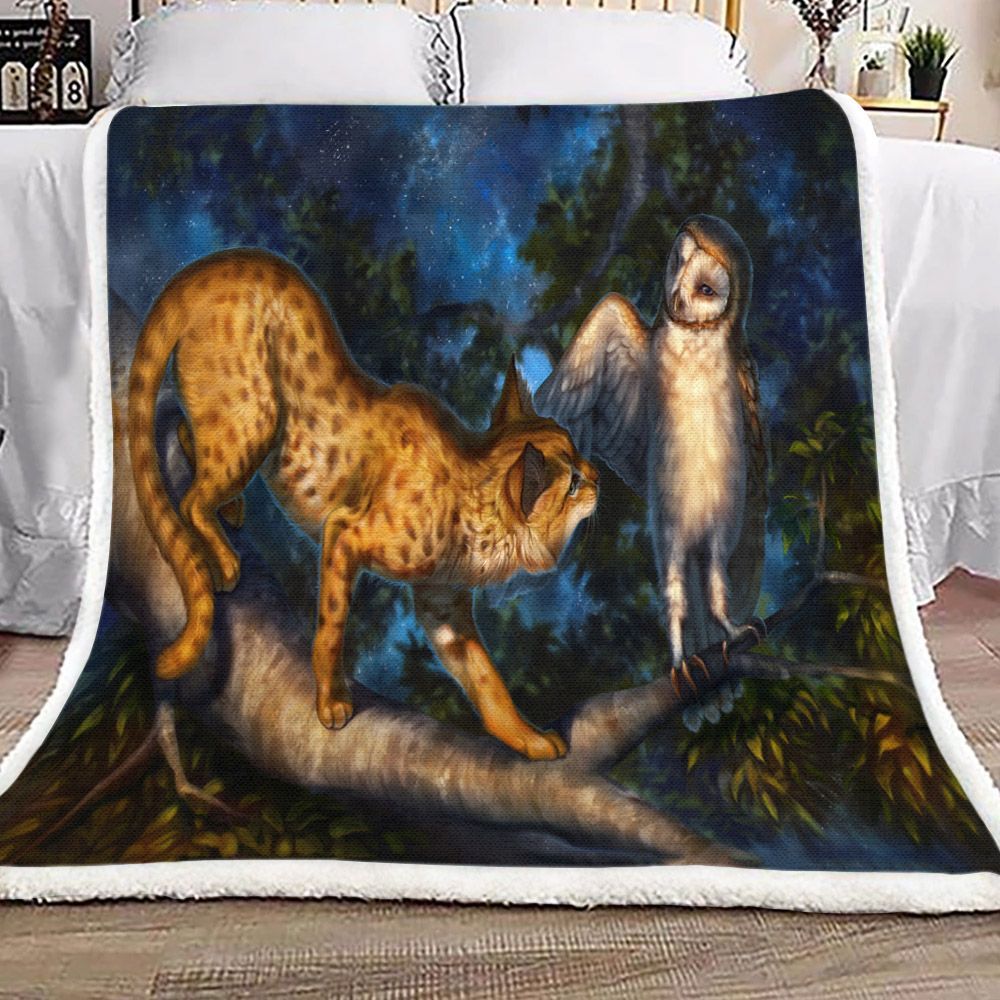 Owl Sherpa Fleece Blanket