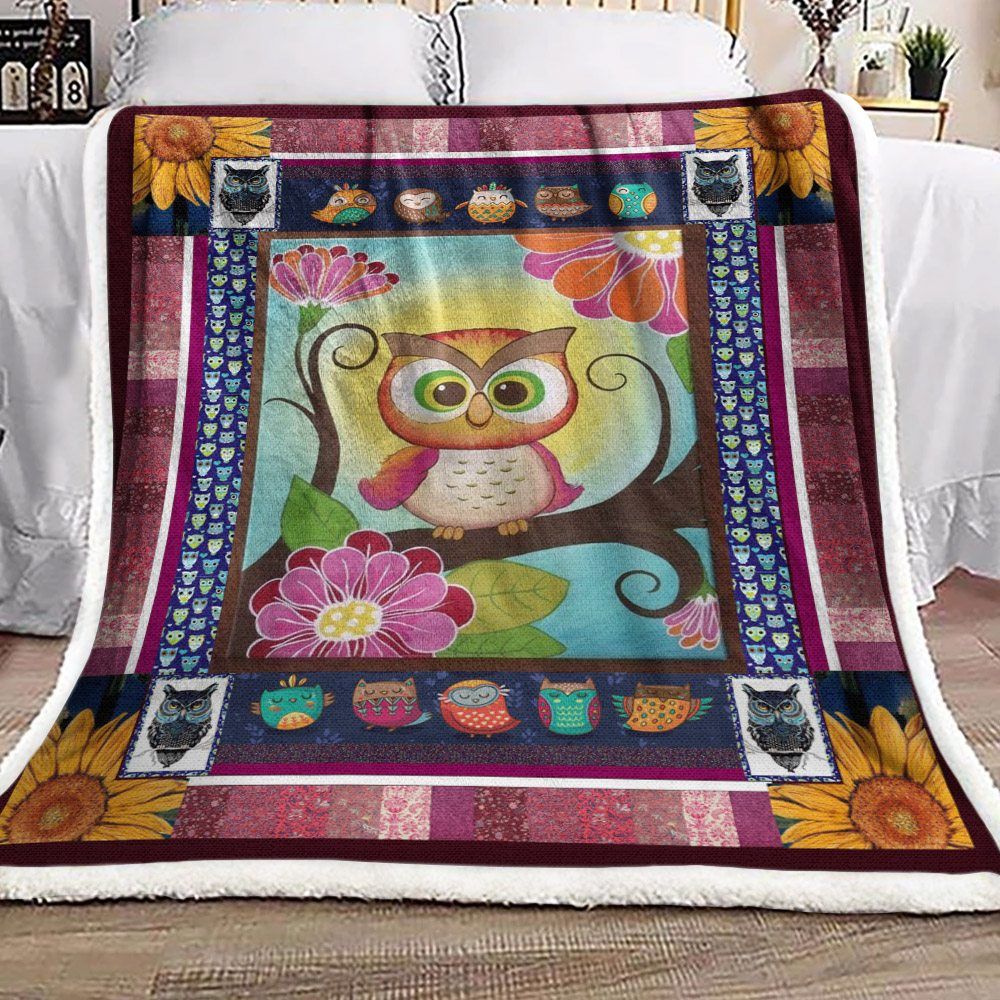 Owl Sherpa Fleece Blanket