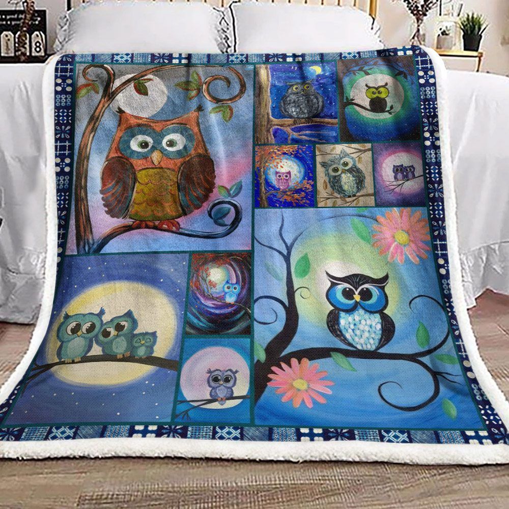 Owl Sherpa Fleece Blanket
