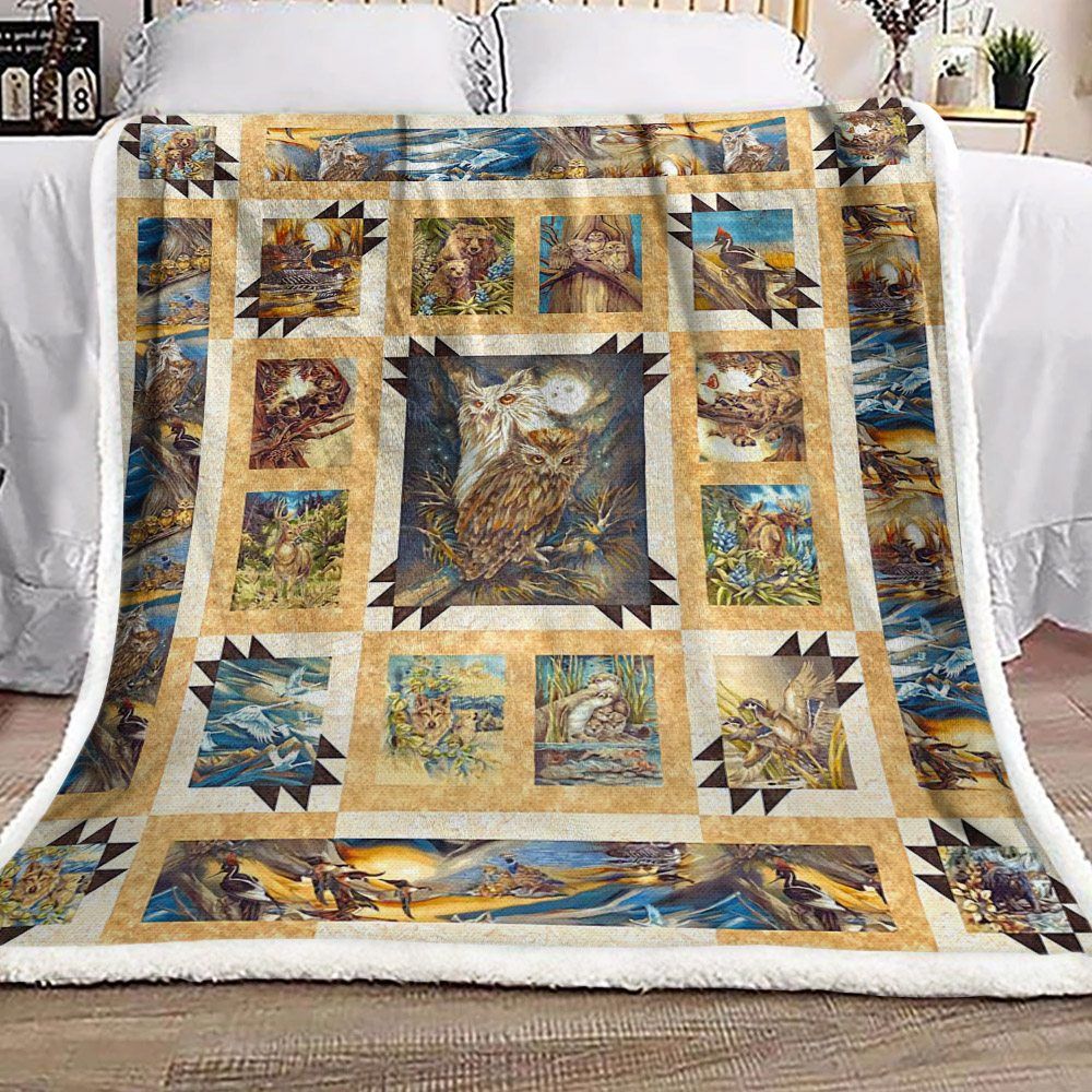 Owl Sherpa Fleece Blanket