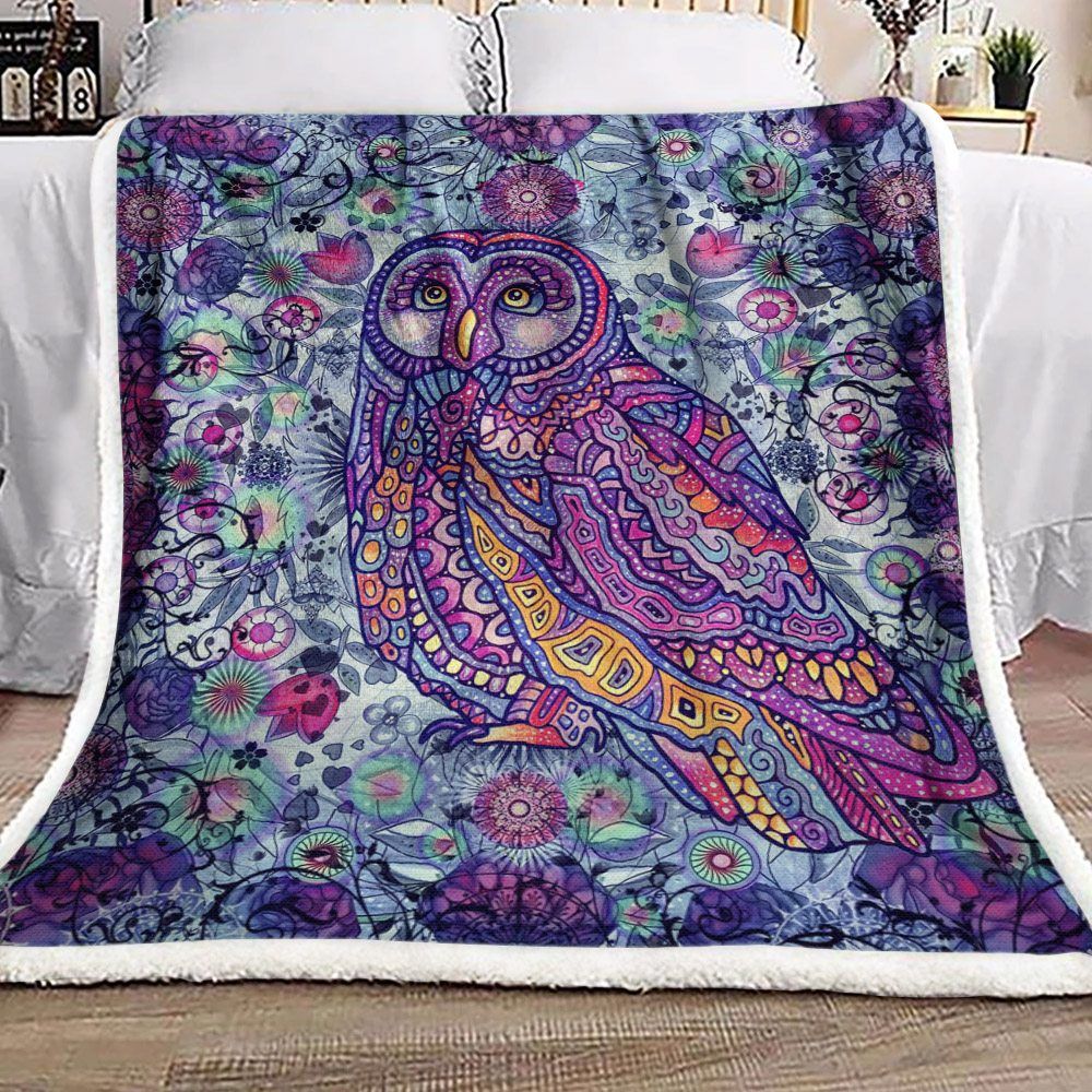 Owl Sherpa Fleece Blanket