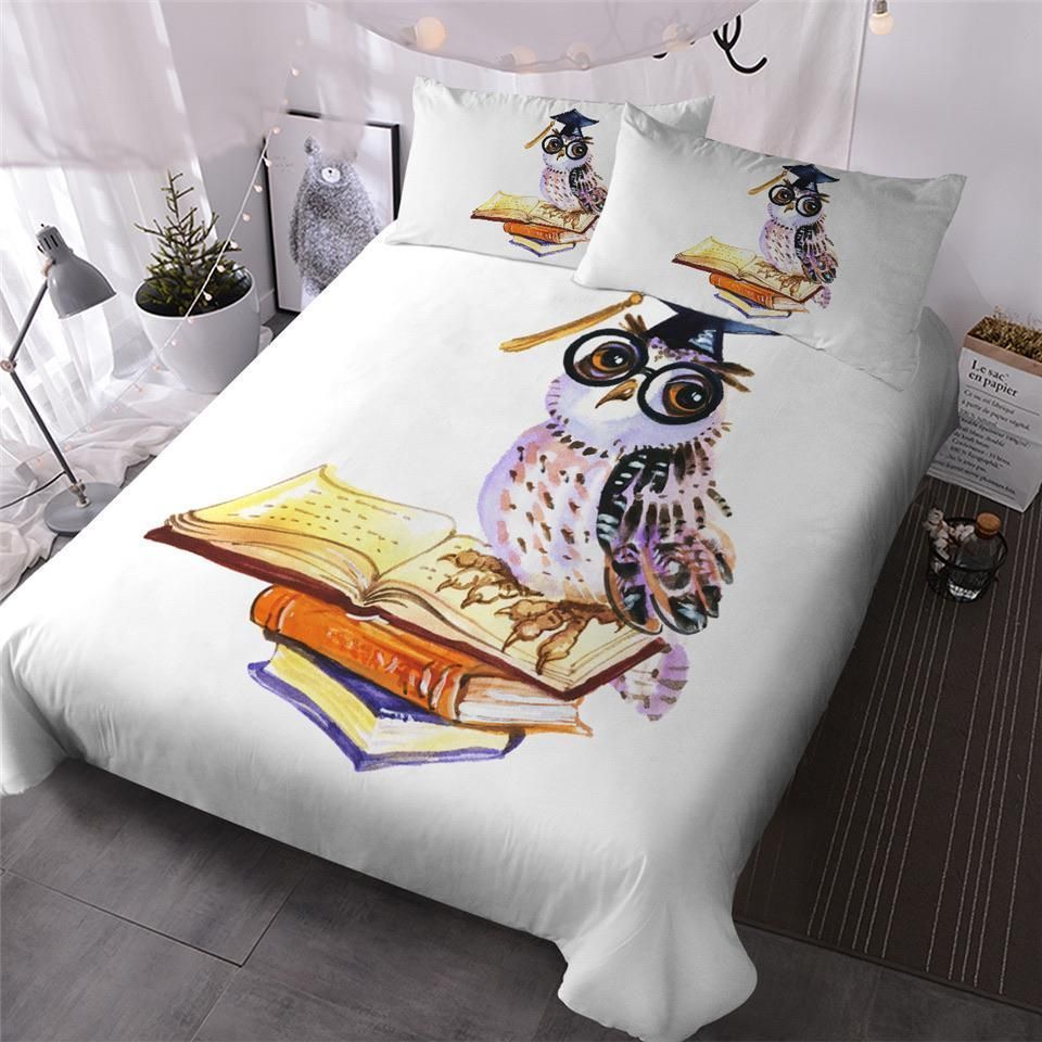 Owl On Books Bedding Set