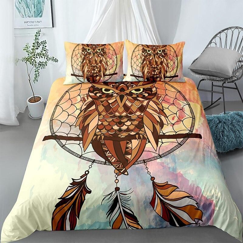 Owl On Dream Catcher Smokey Bedding Set