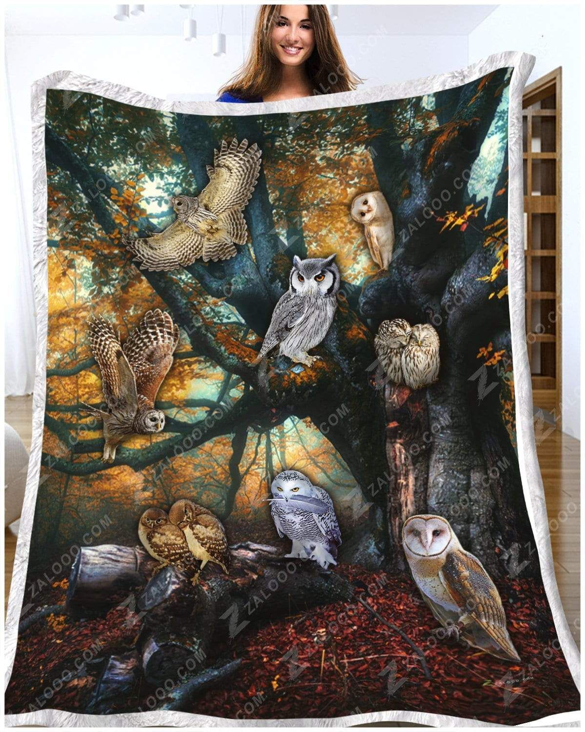 Owl Owl Family Sherpa Fleece Blanket