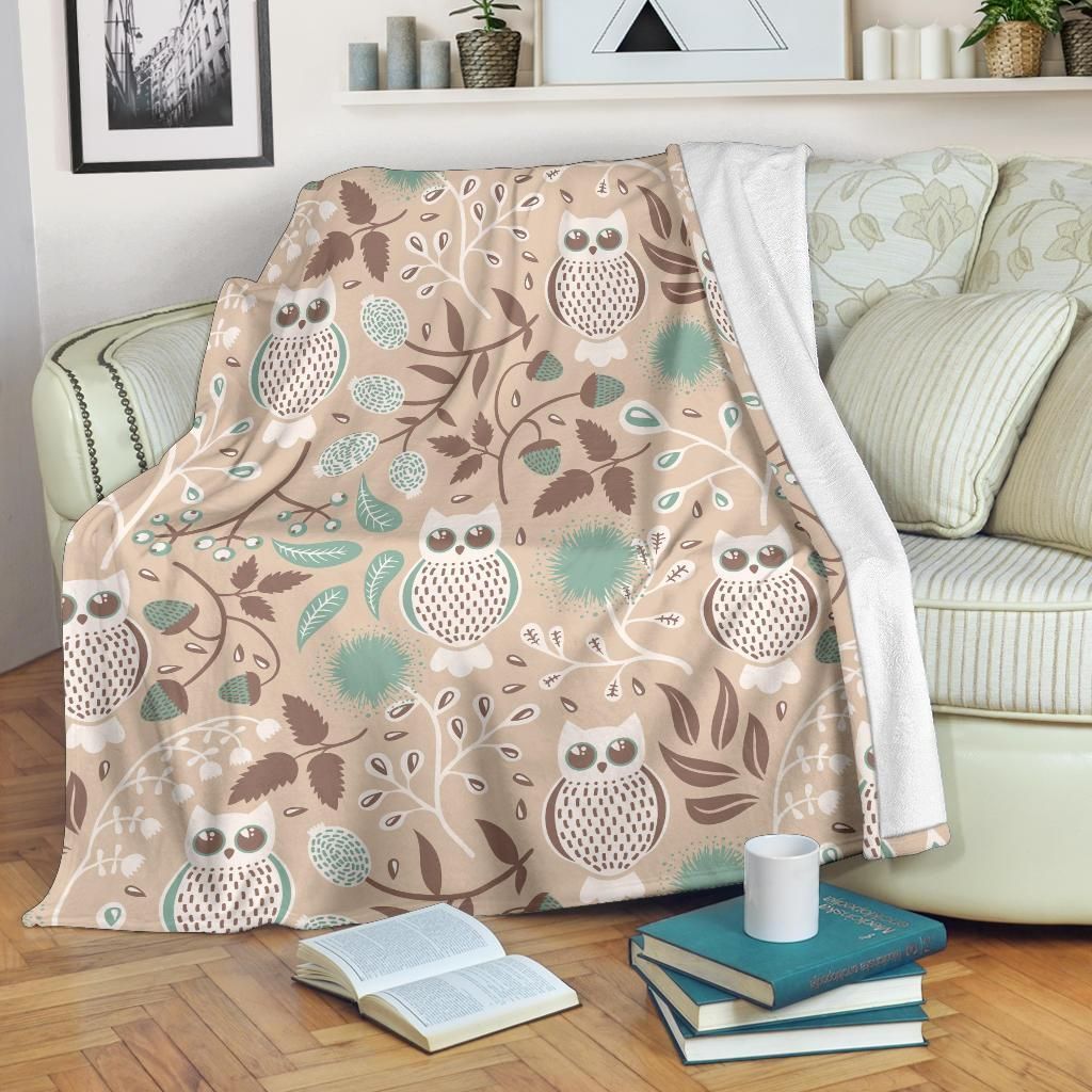 Owl Pattern Sherpa Fleece Blanket