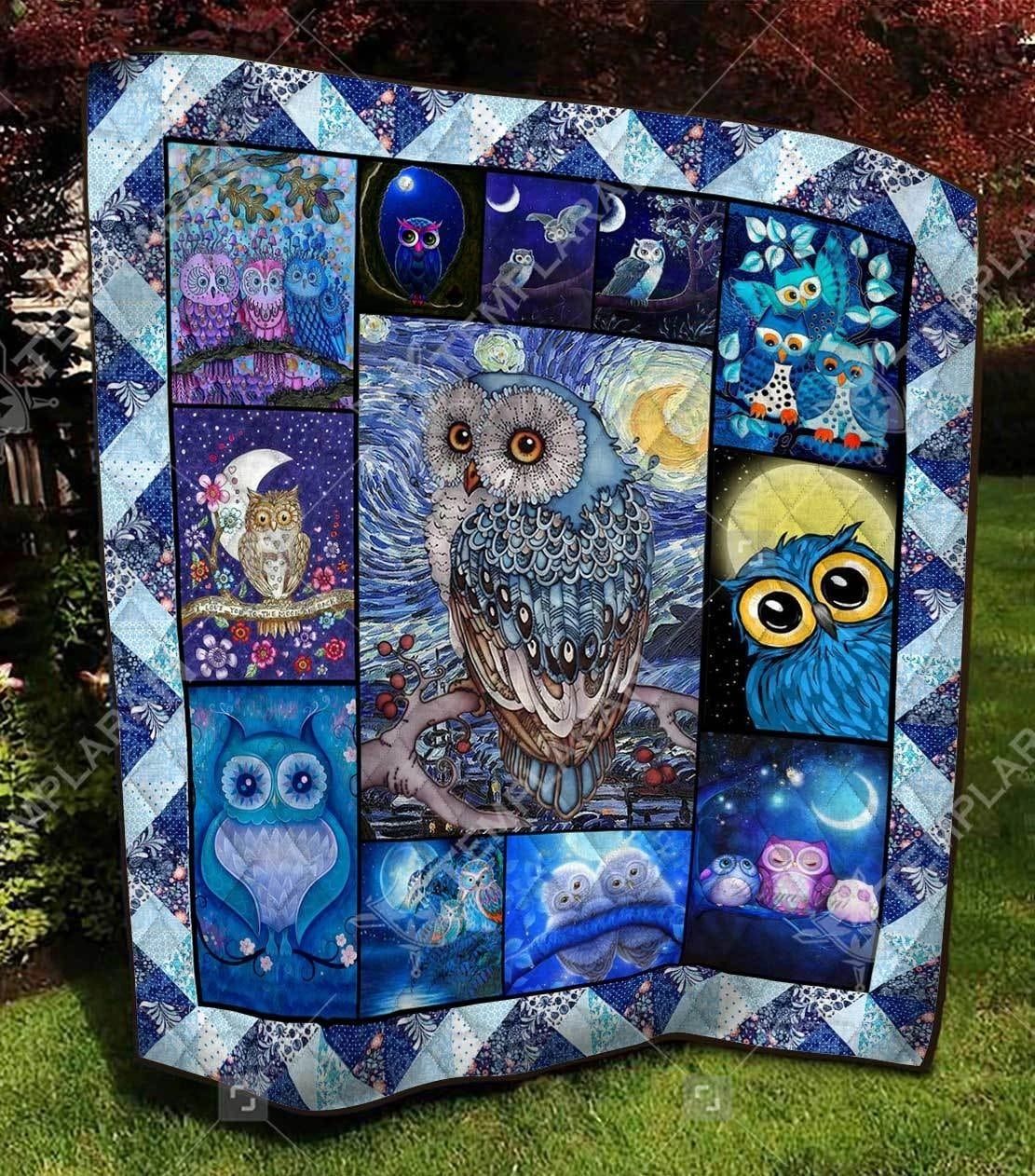 Owl Peaceful Blue Quilt Blanket DHC31121292TD