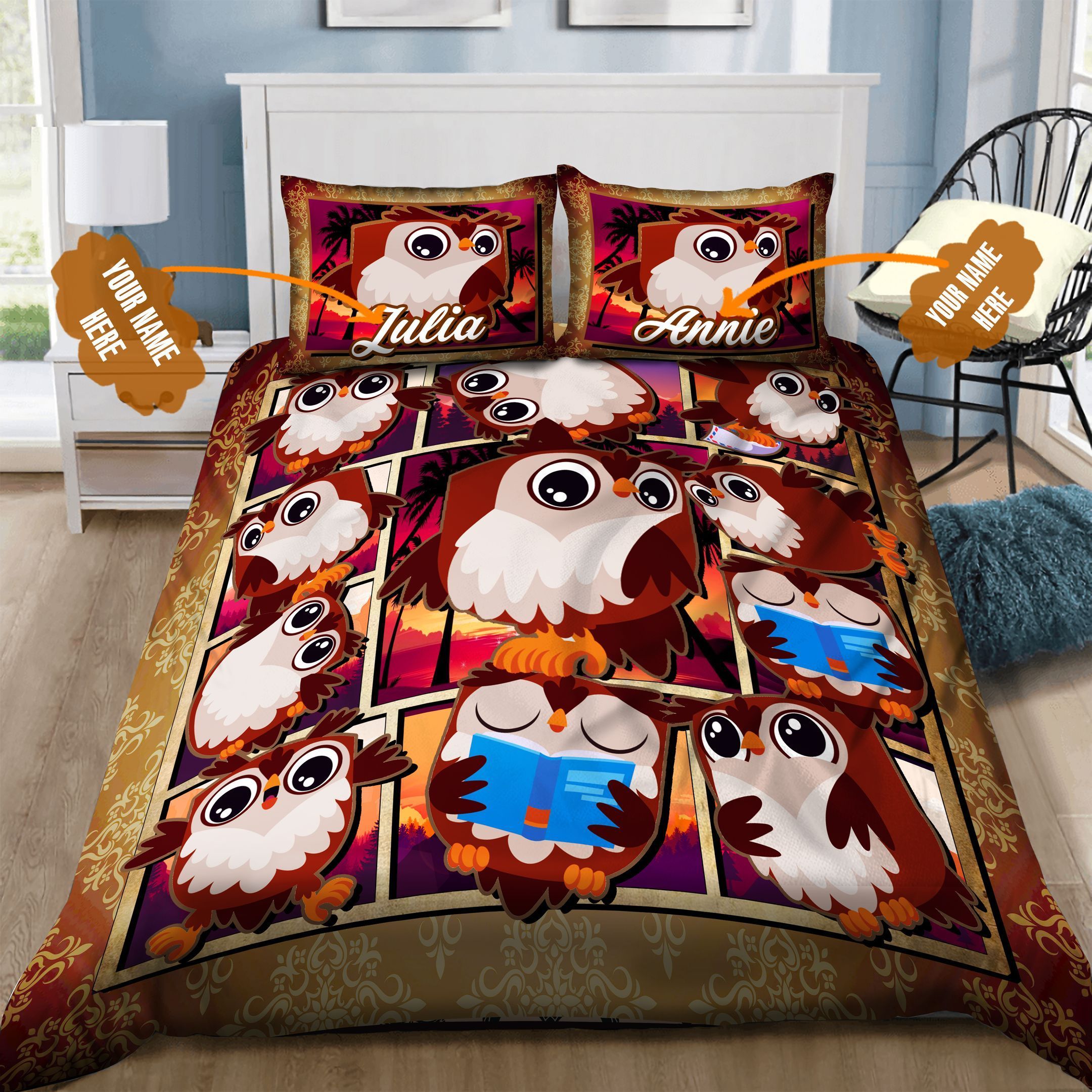 Owl Personalized Bedding Set