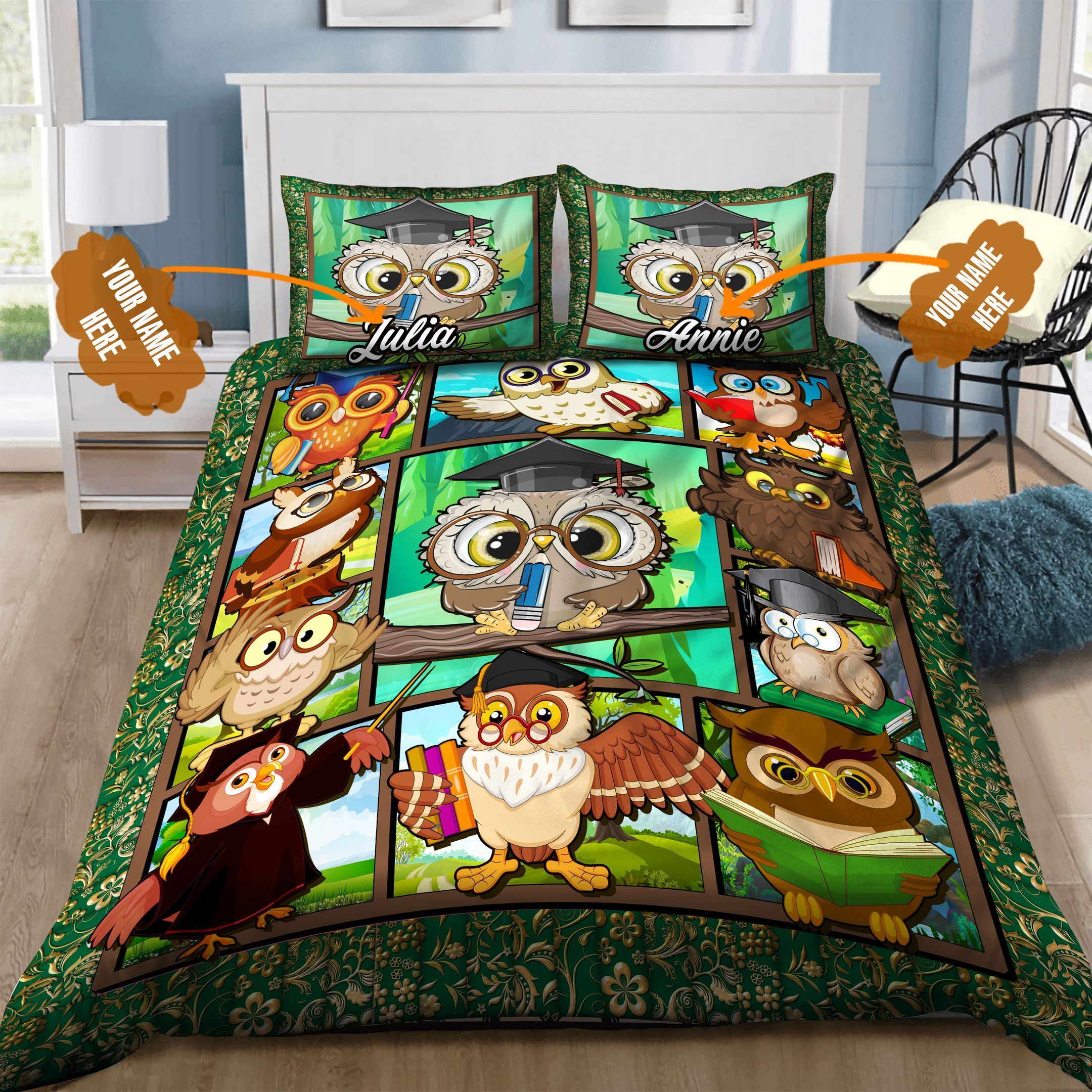 Owl Personalized Bedding Set