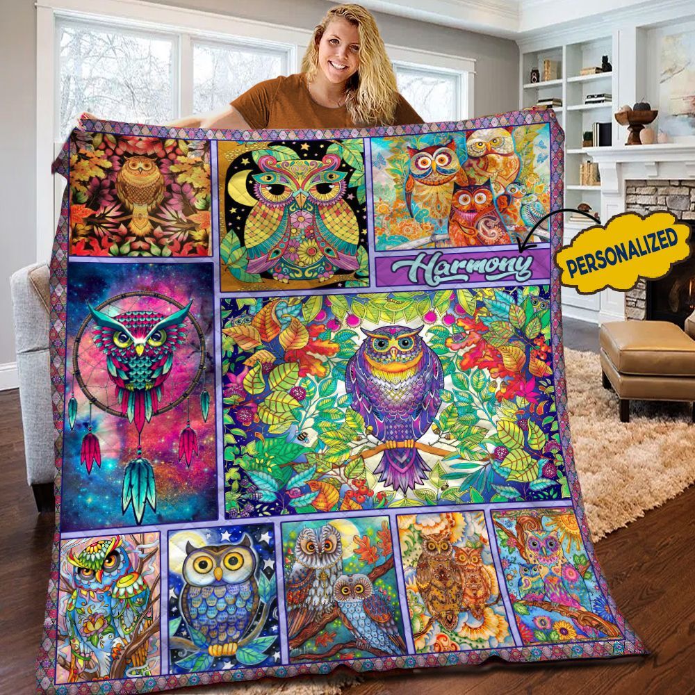 Owl Personalized Quilt Blanket HHH100611TN