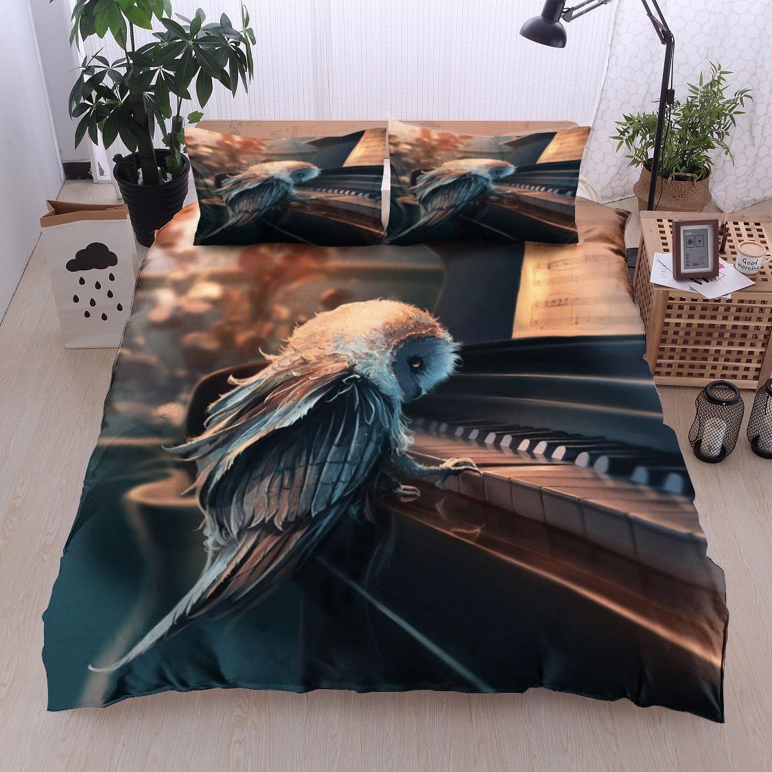 Owl Play Piano Bedding Set