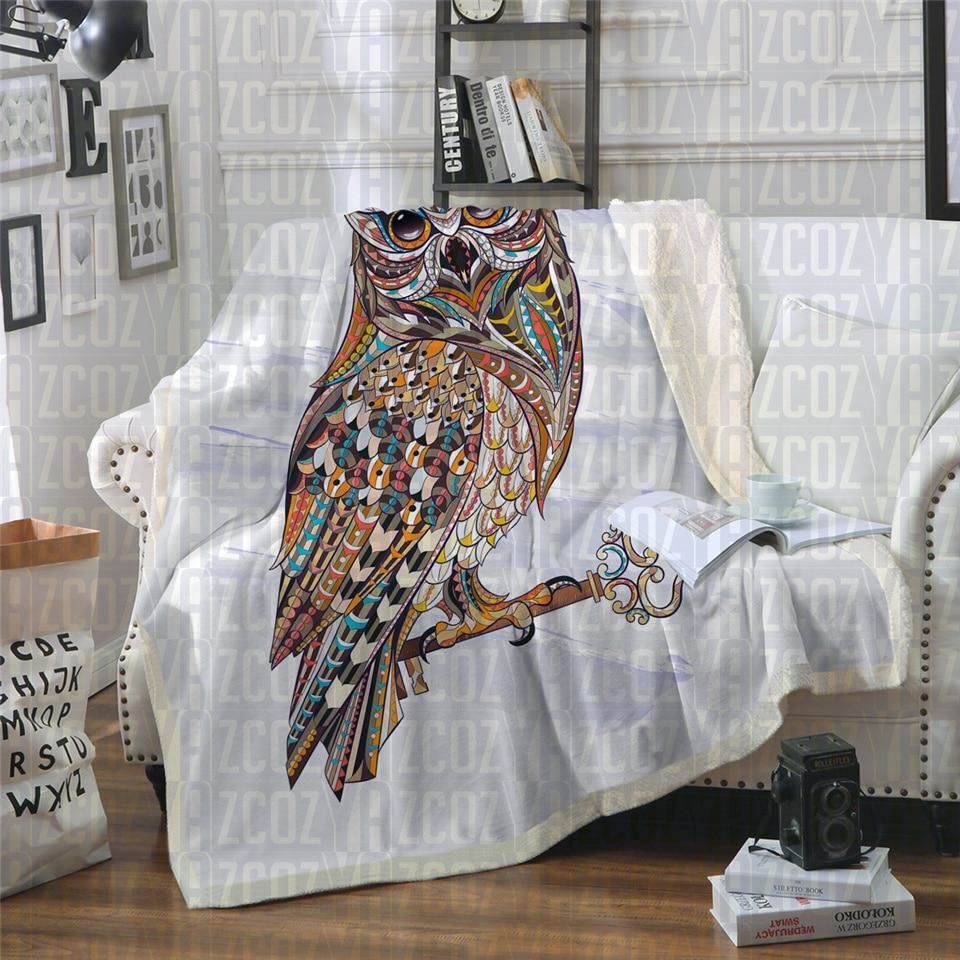 Owl Portrait Sherpa Fleece Blanket
