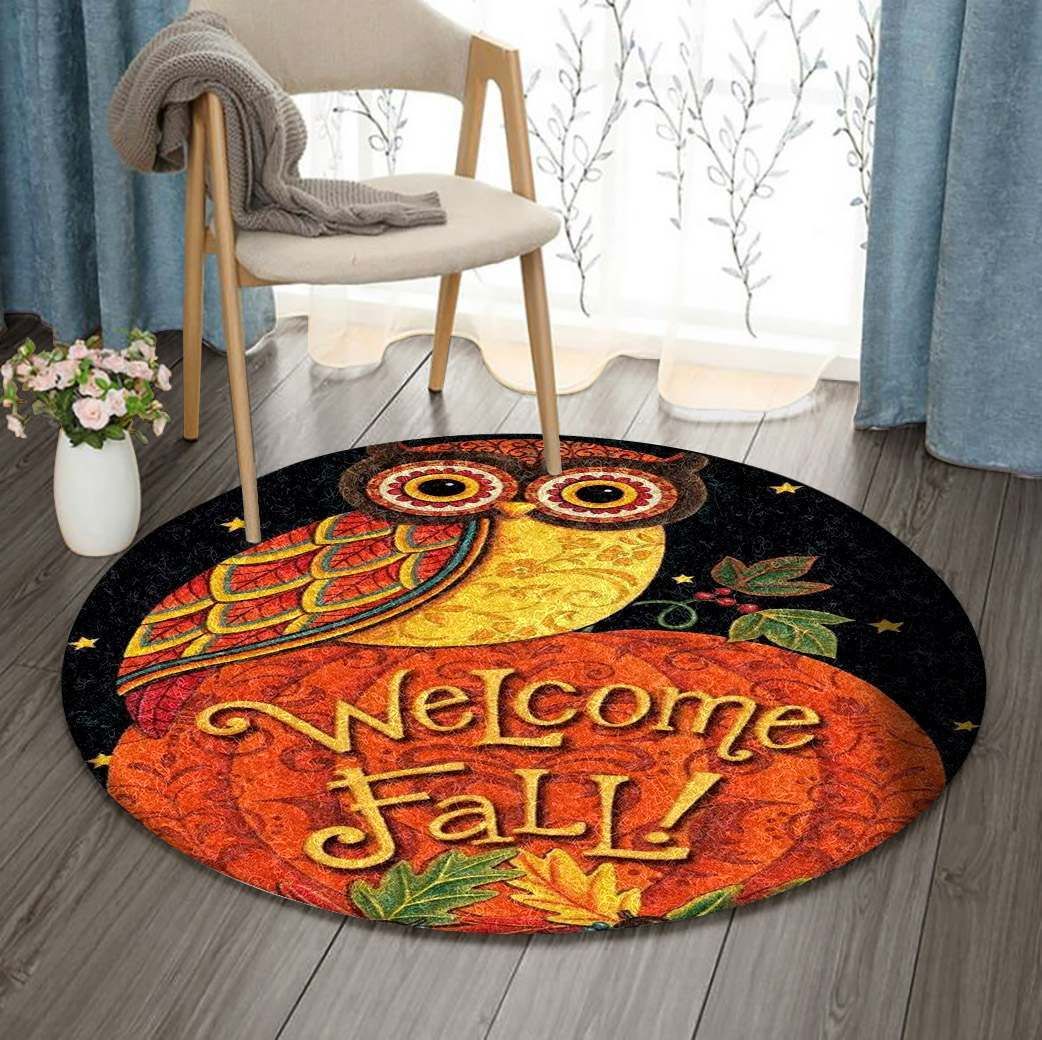 Owl Pumpkin Round Carpet