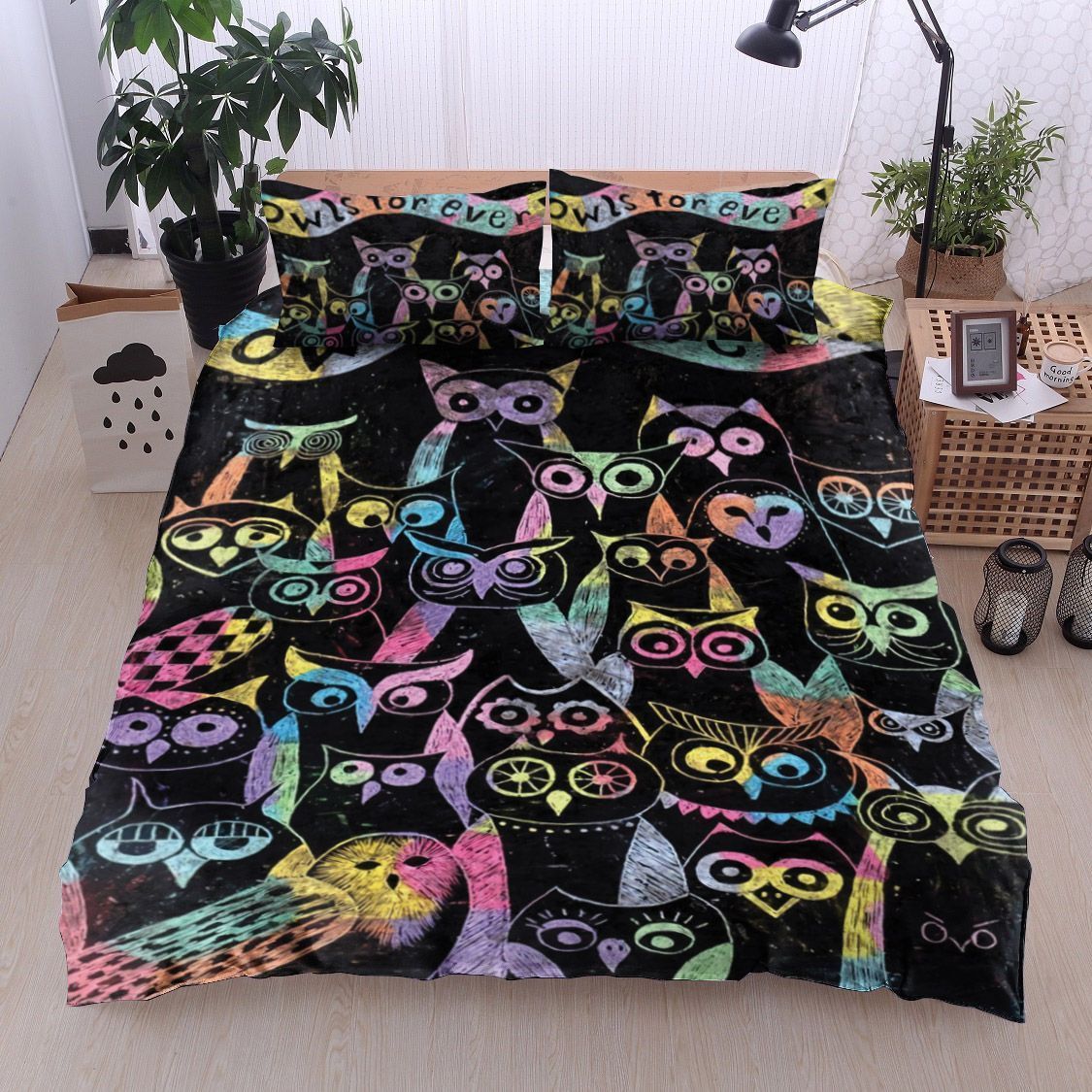 Owl Rainbow Bedding Set