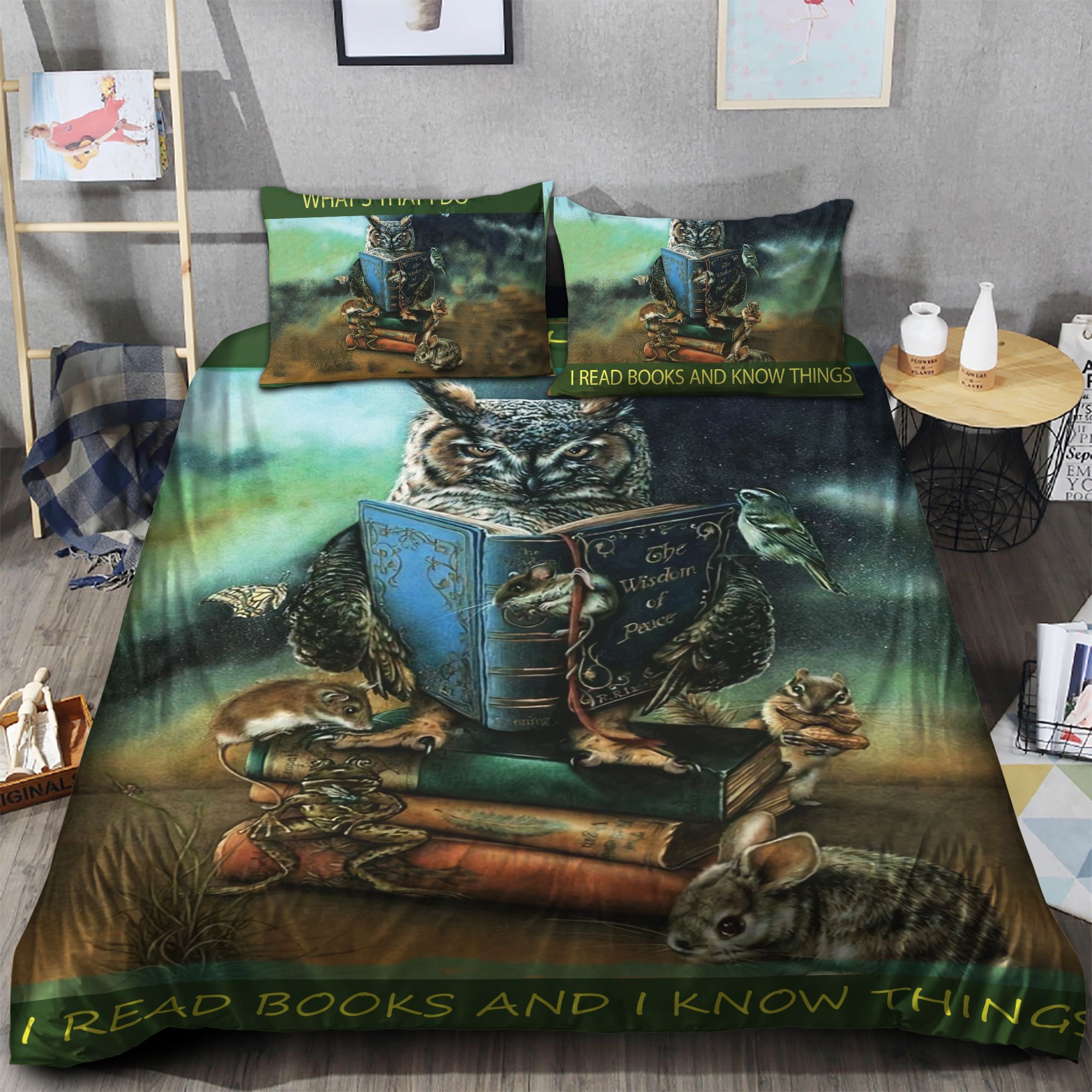 Owl Reading Book Bedding Set