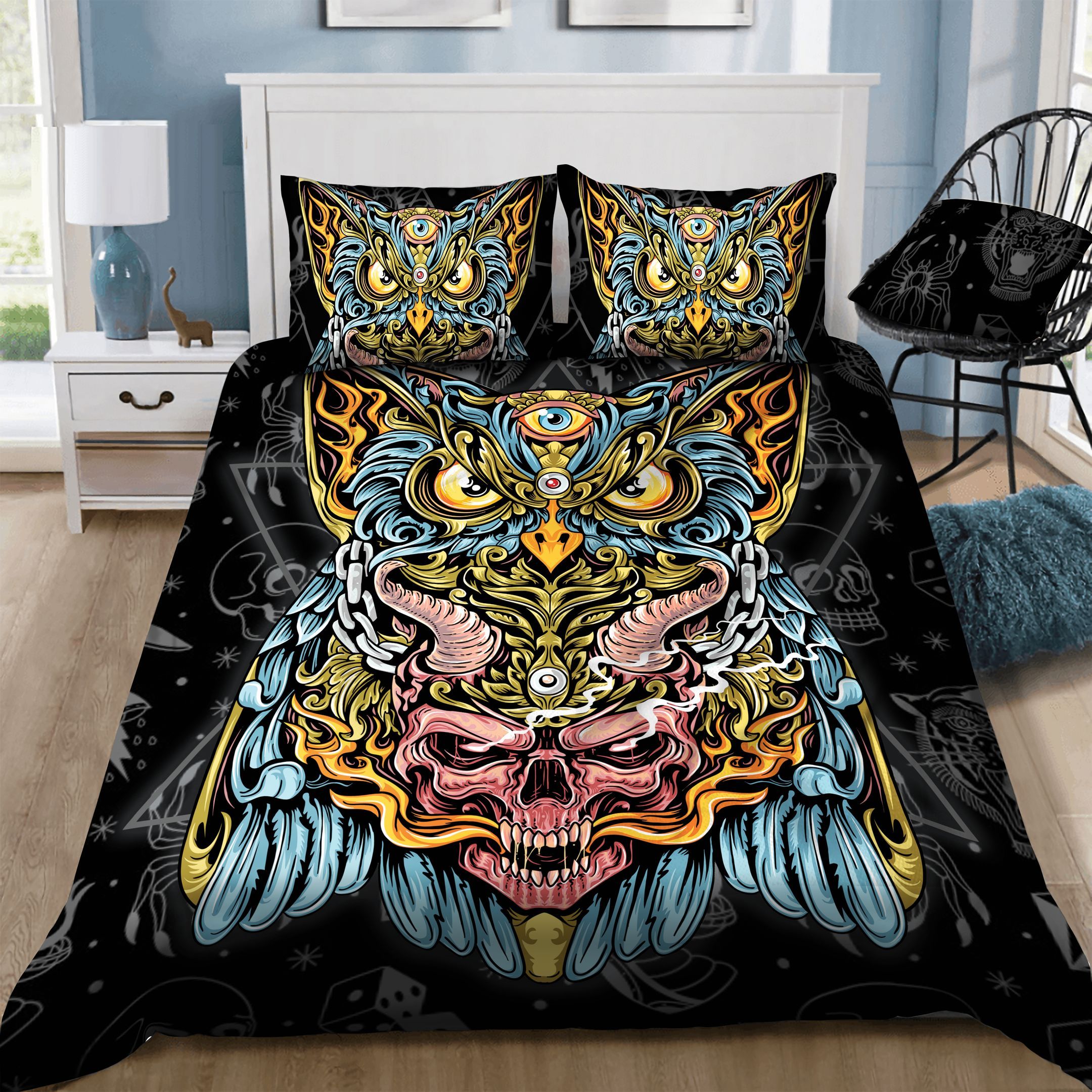 Owl SKull  Bedding Set