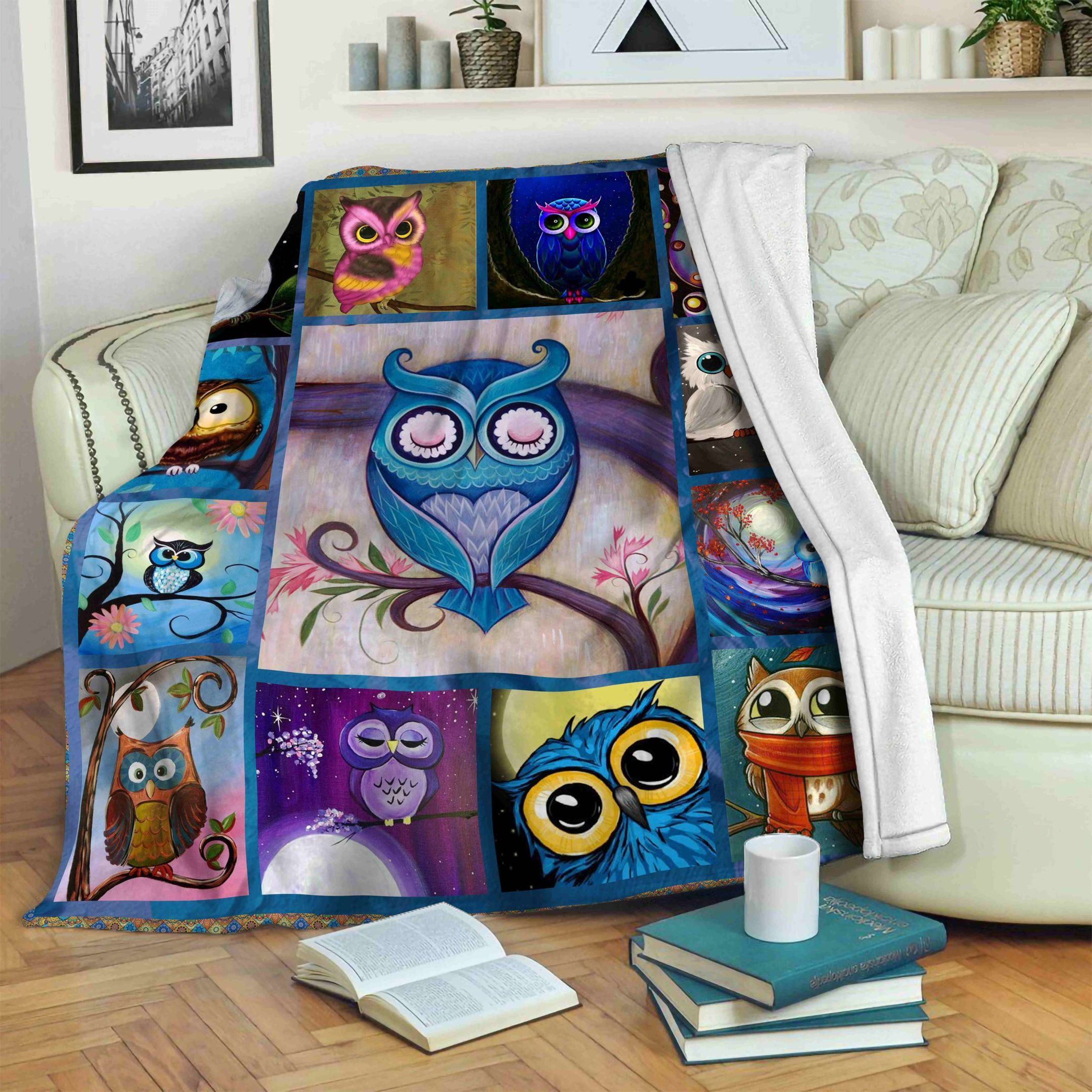 Owl Sleeping Sherpa Fleece Blanket
