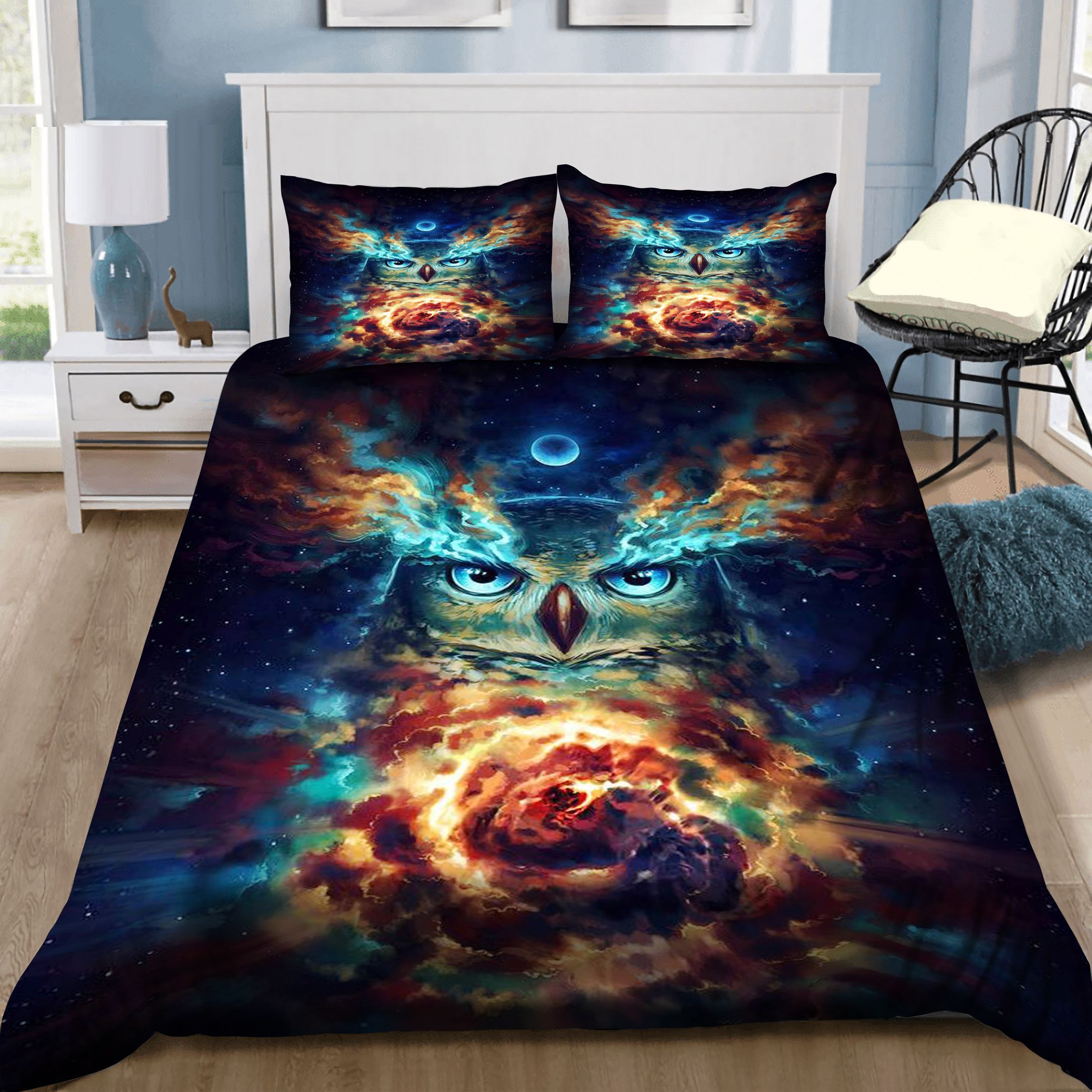 Owl Smoke On The Moon Bedding Set
