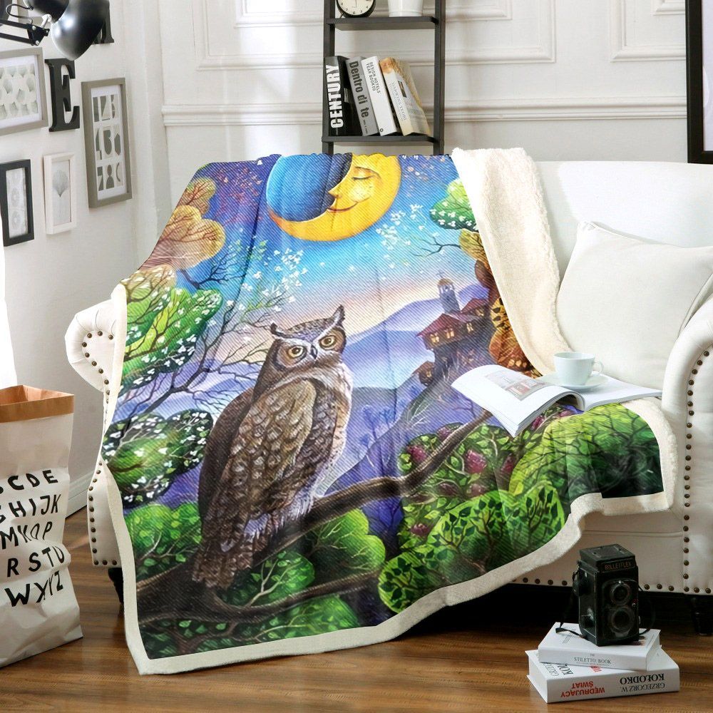 Owl Sherpa Fleece Blanket