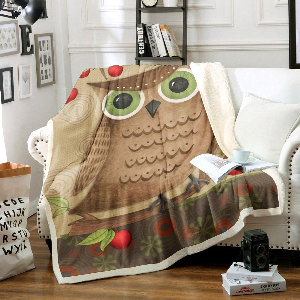 Owl Sherpa Fleece Blanket