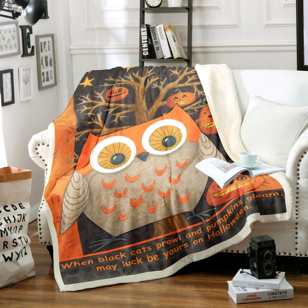 Owl Sherpa Fleece Blanket