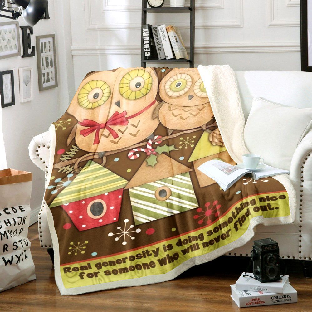 Owl Sherpa Fleece Blanket