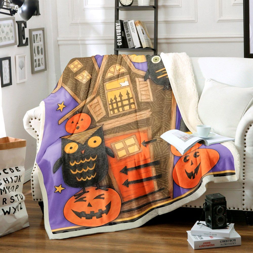 Owl Sherpa Fleece Blanket