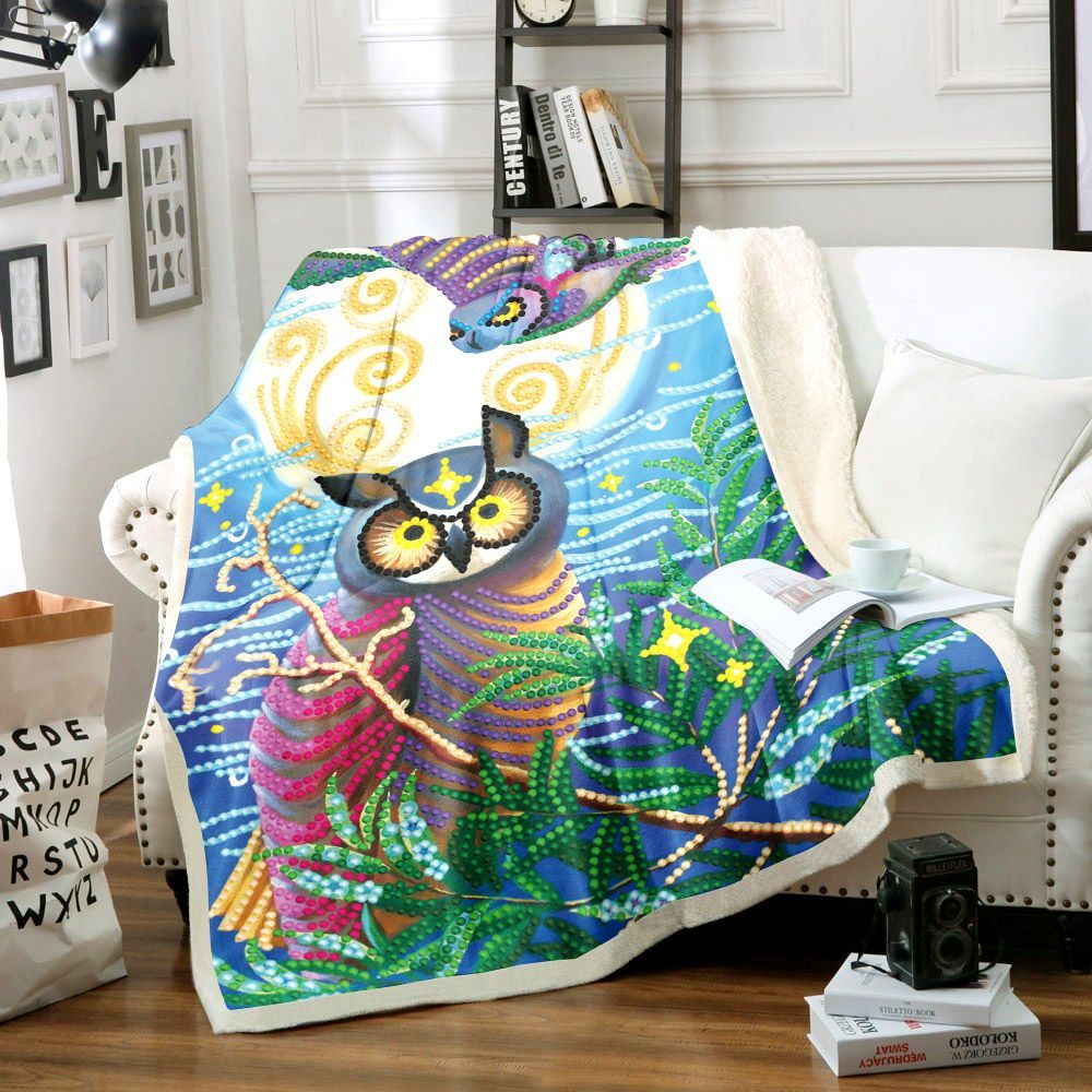 Owl Sherpa Fleece Blanket