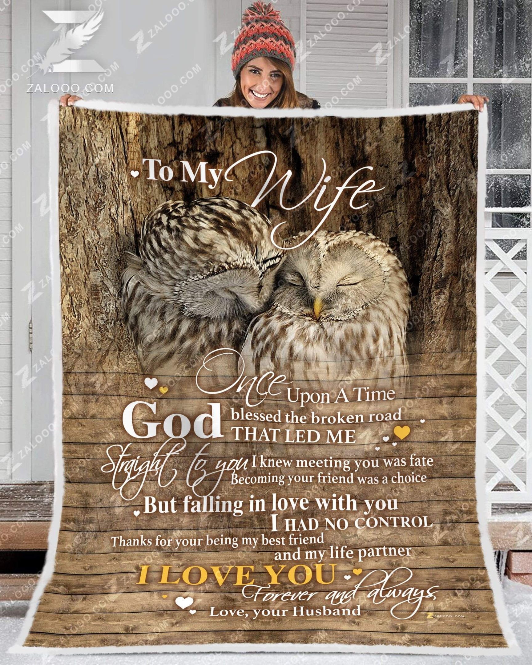 Owl To My Wife Sherpa Fleece Blanket